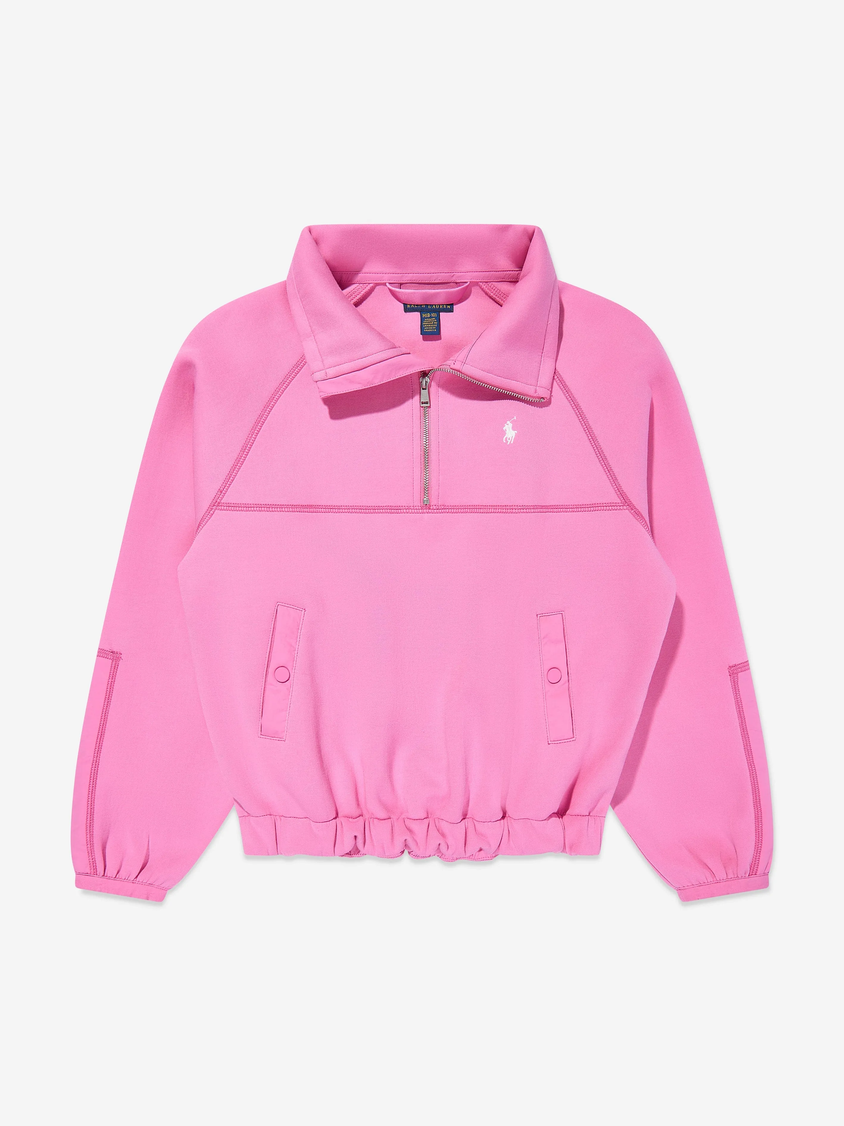 Girls Half Zip Hybrid Sweatshirt in Pink