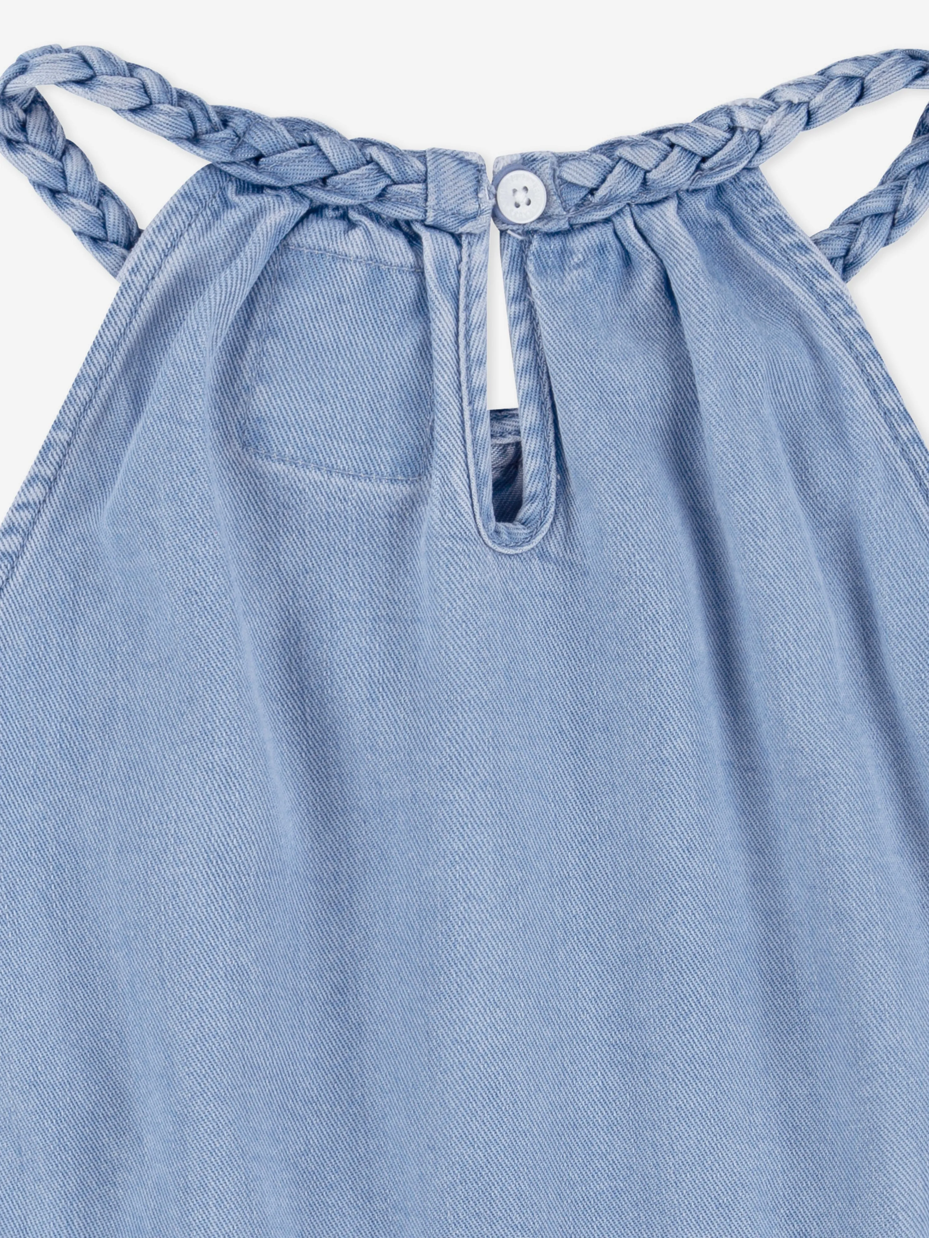 Girls Halter Tiered Dress in Blue