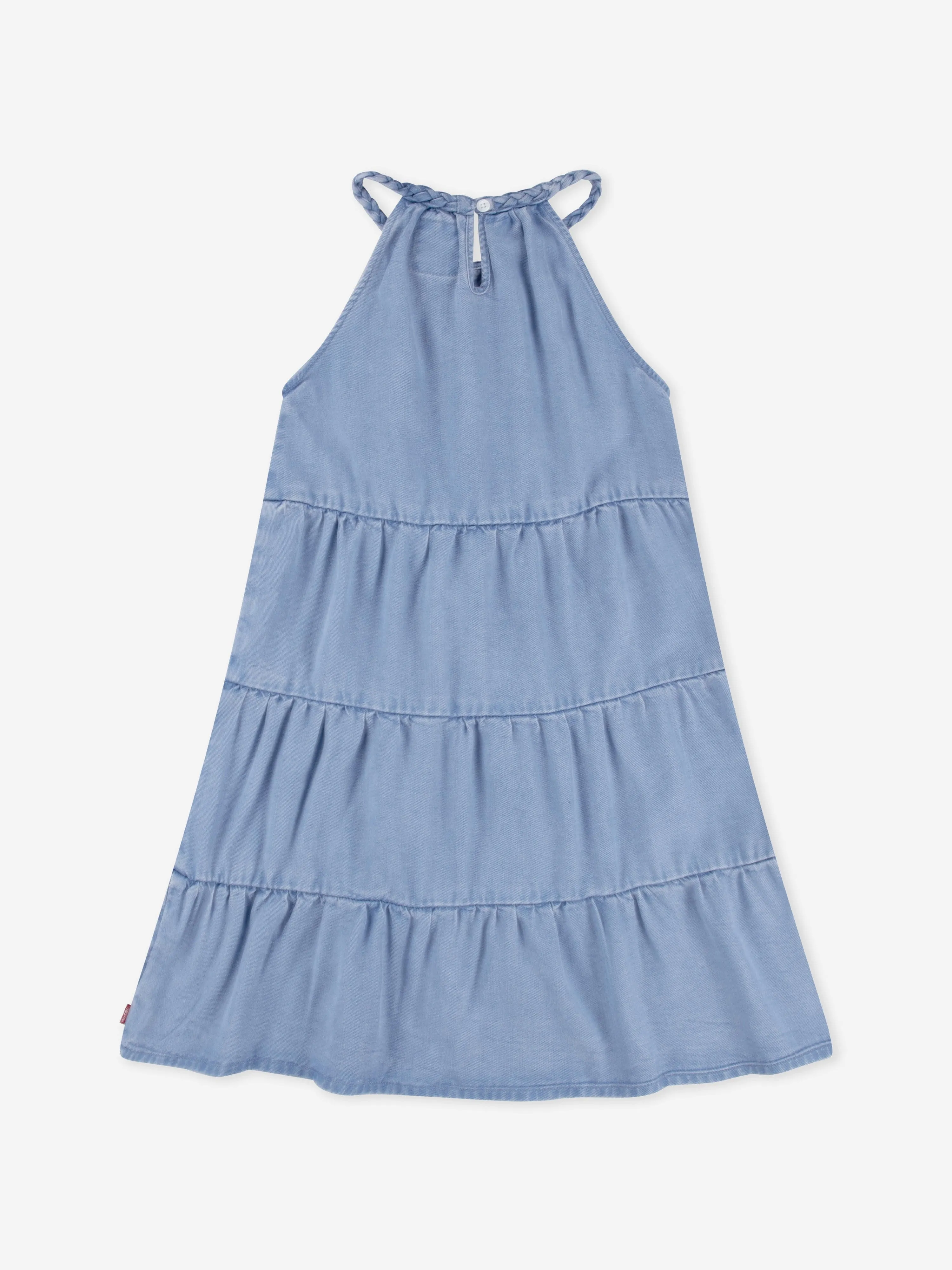 Girls Halter Tiered Dress in Blue