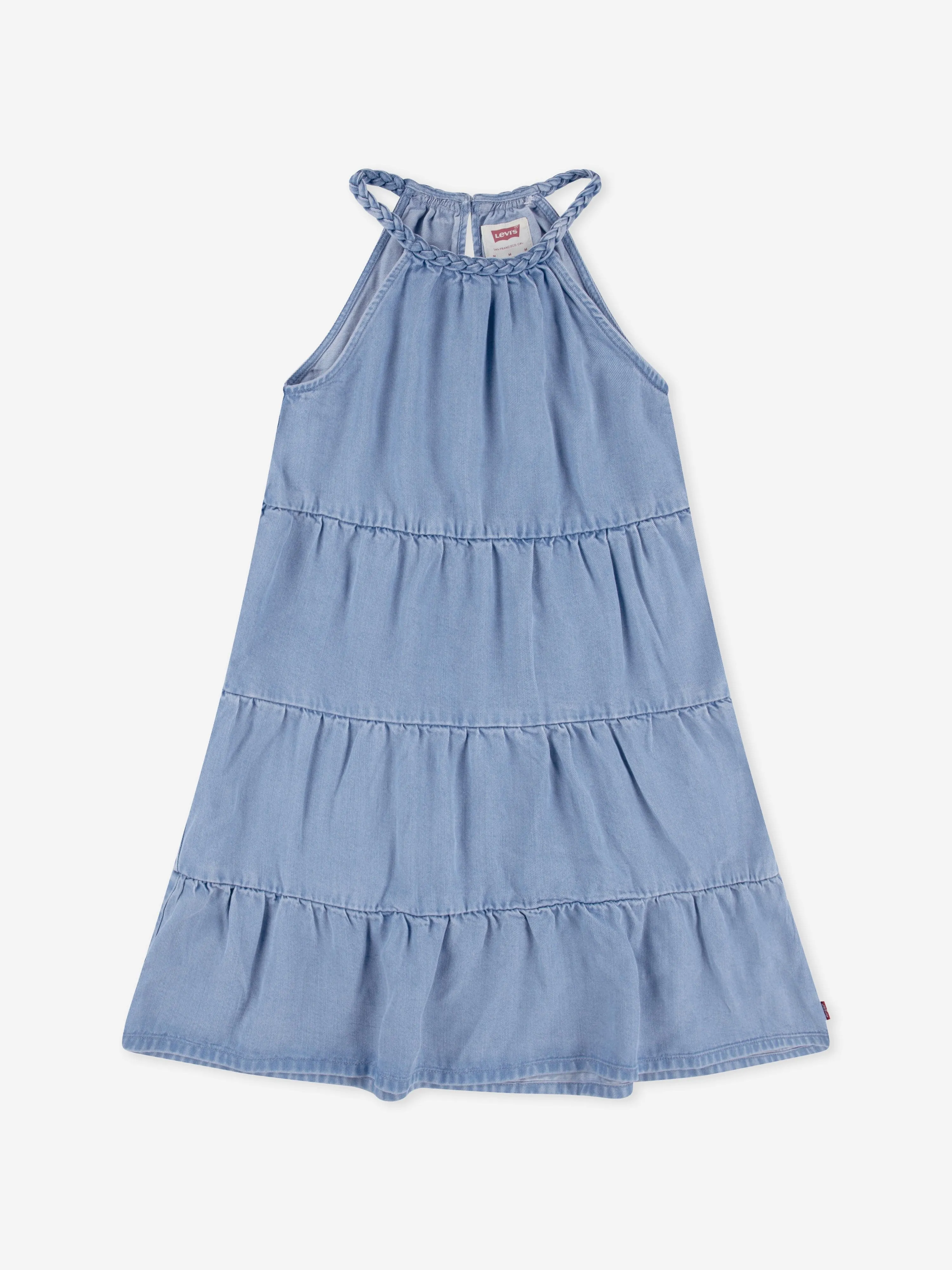 Girls Halter Tiered Dress in Blue
