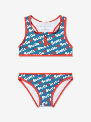 Girls Heart Logo Bikini in Blue