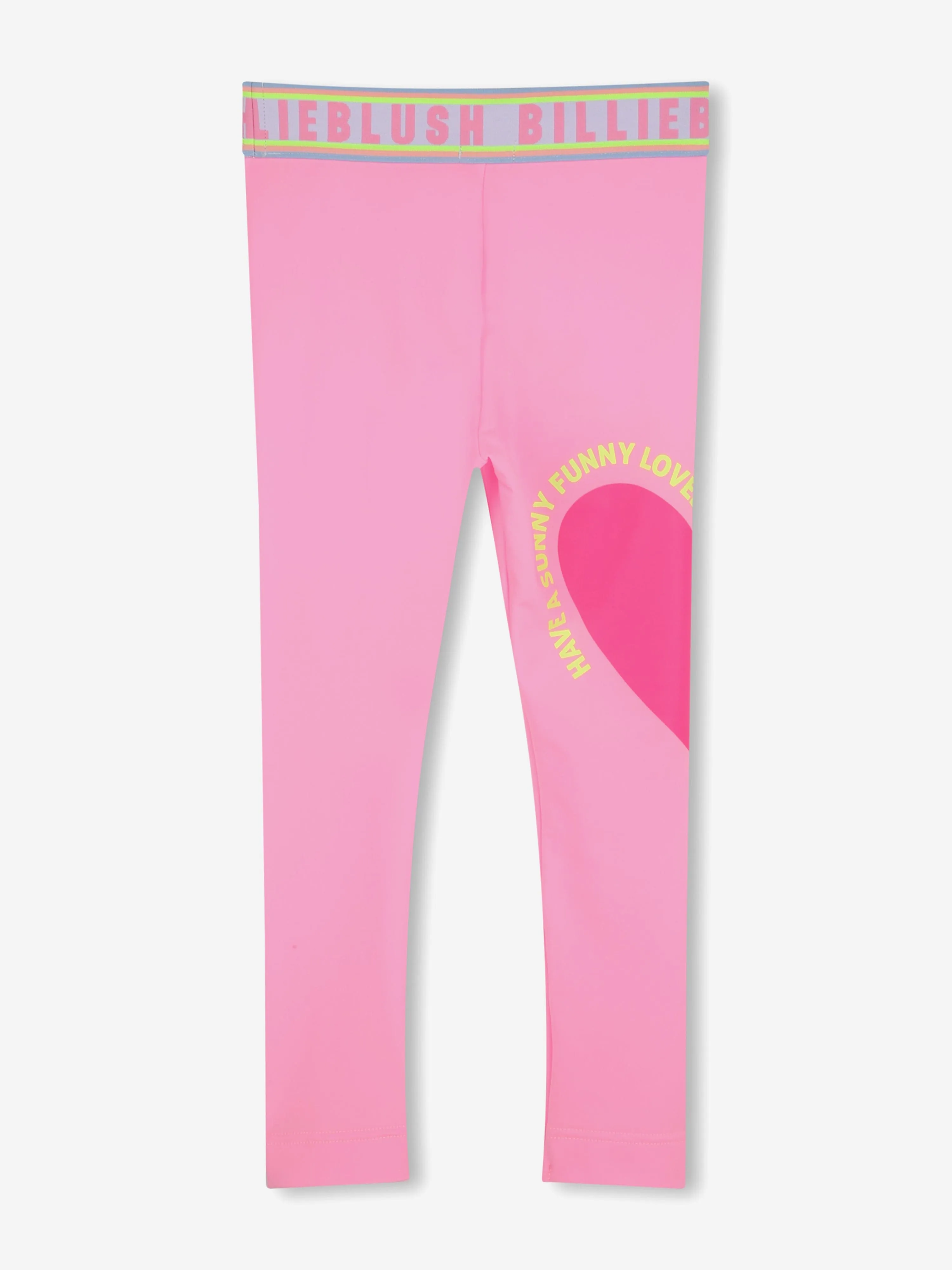Girls Heart Print Leggings in Pink