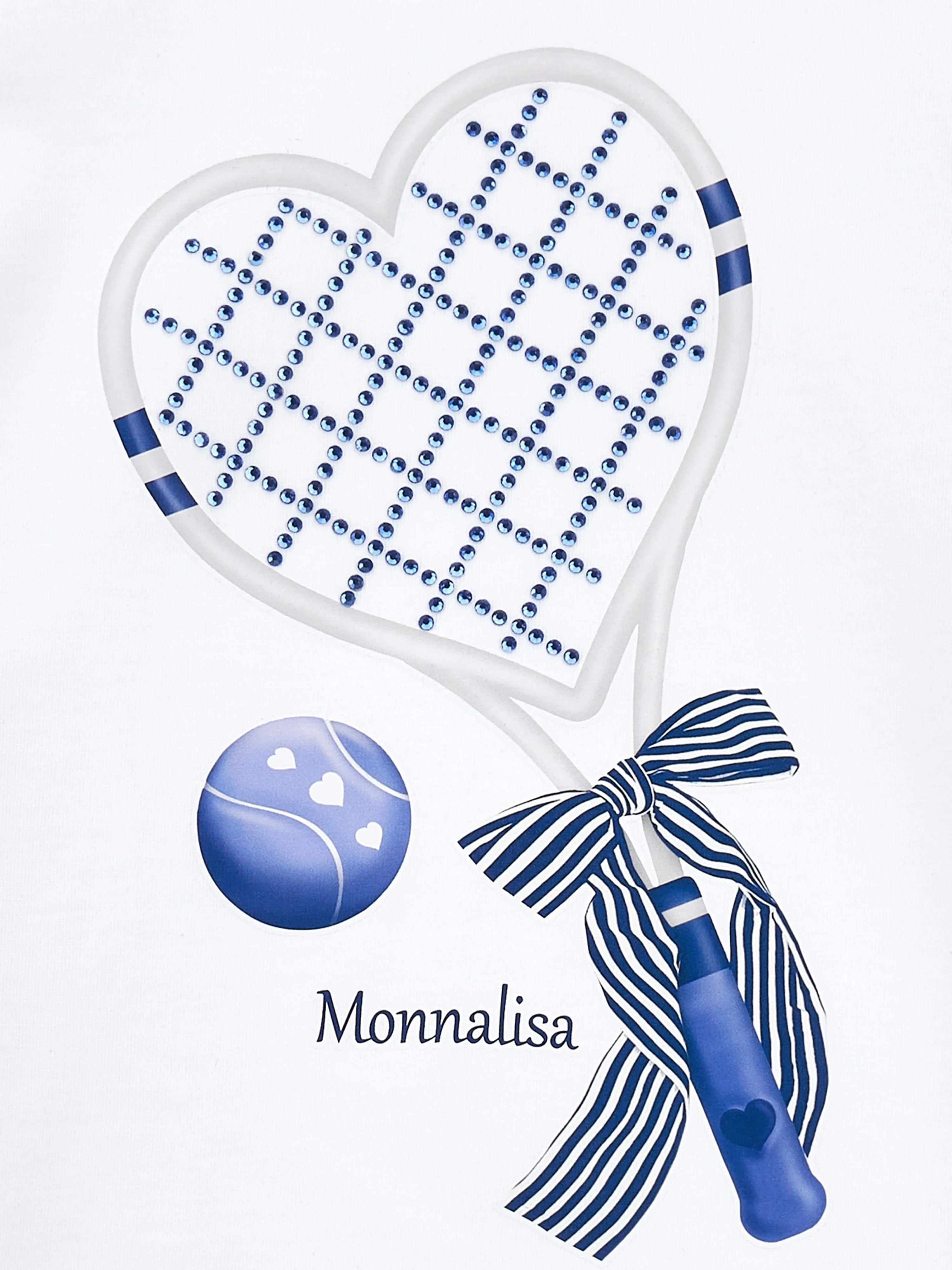 Girls Heart Racket and Ball T-Shirt in White