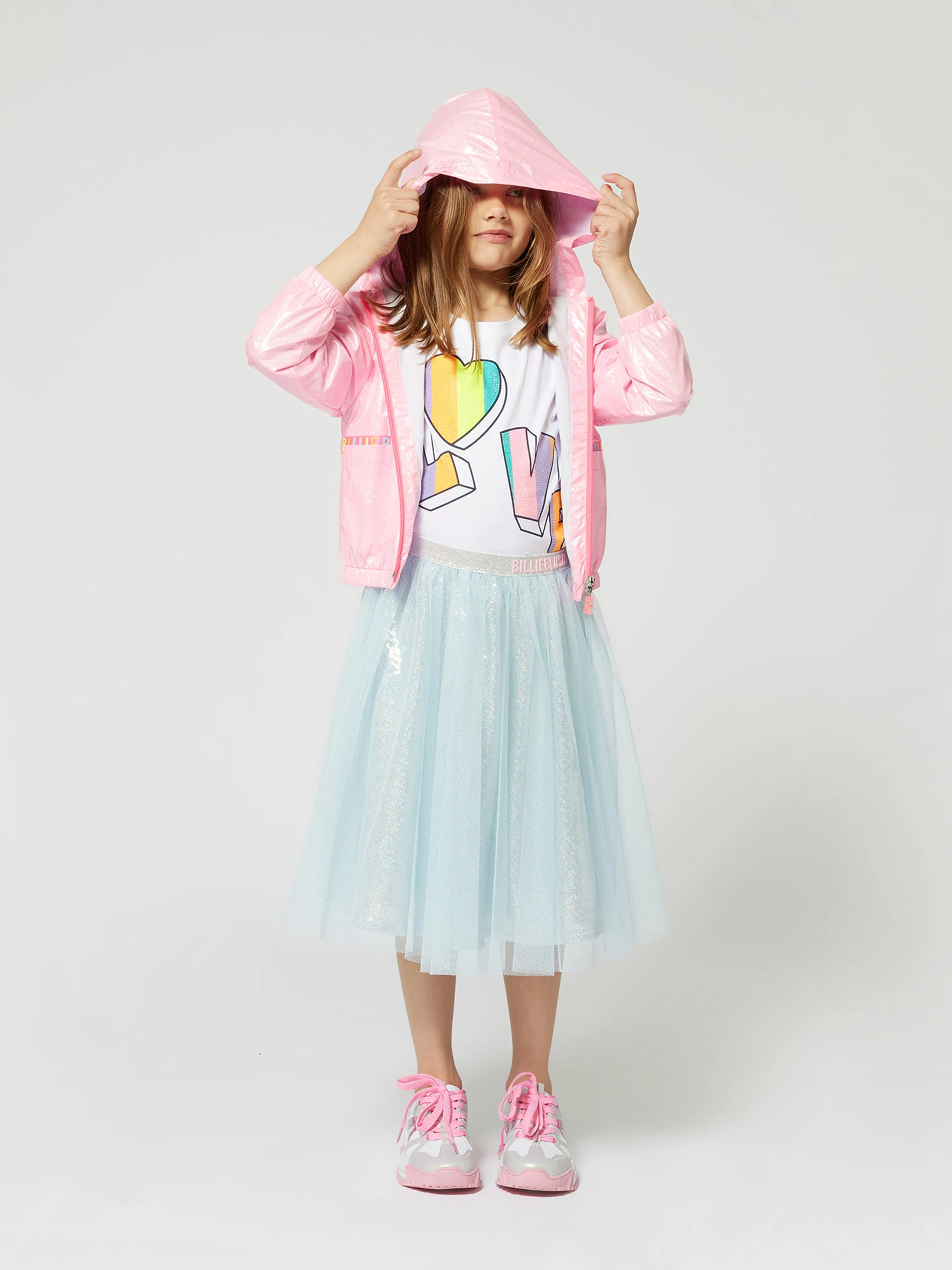 Girls Hooded Windbreaker in Pink