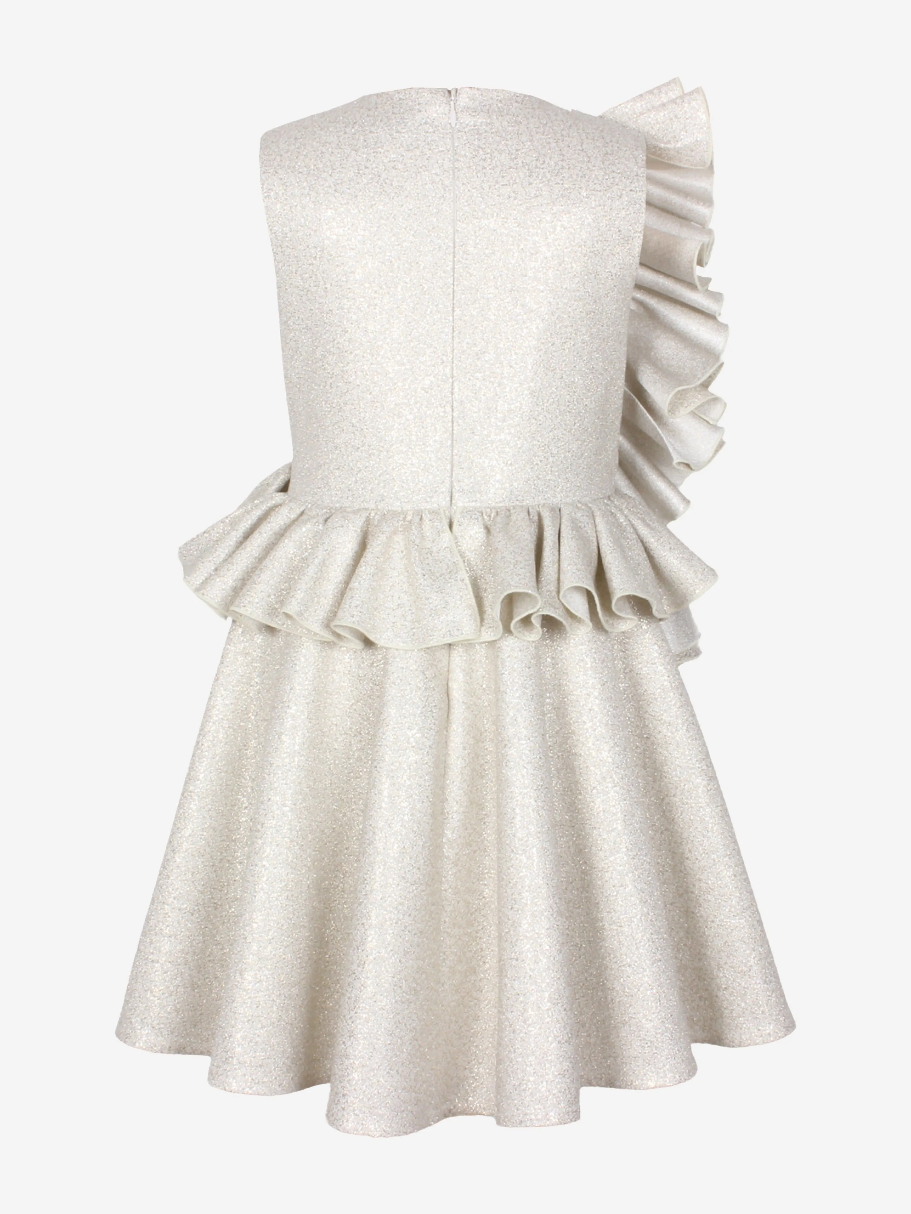 Girls In Bloom Ruffle Flower Dress in Gold