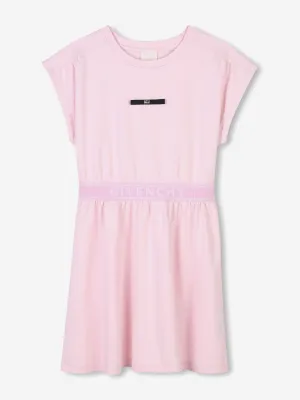 Girls Jacquard Logo Dress in Pink