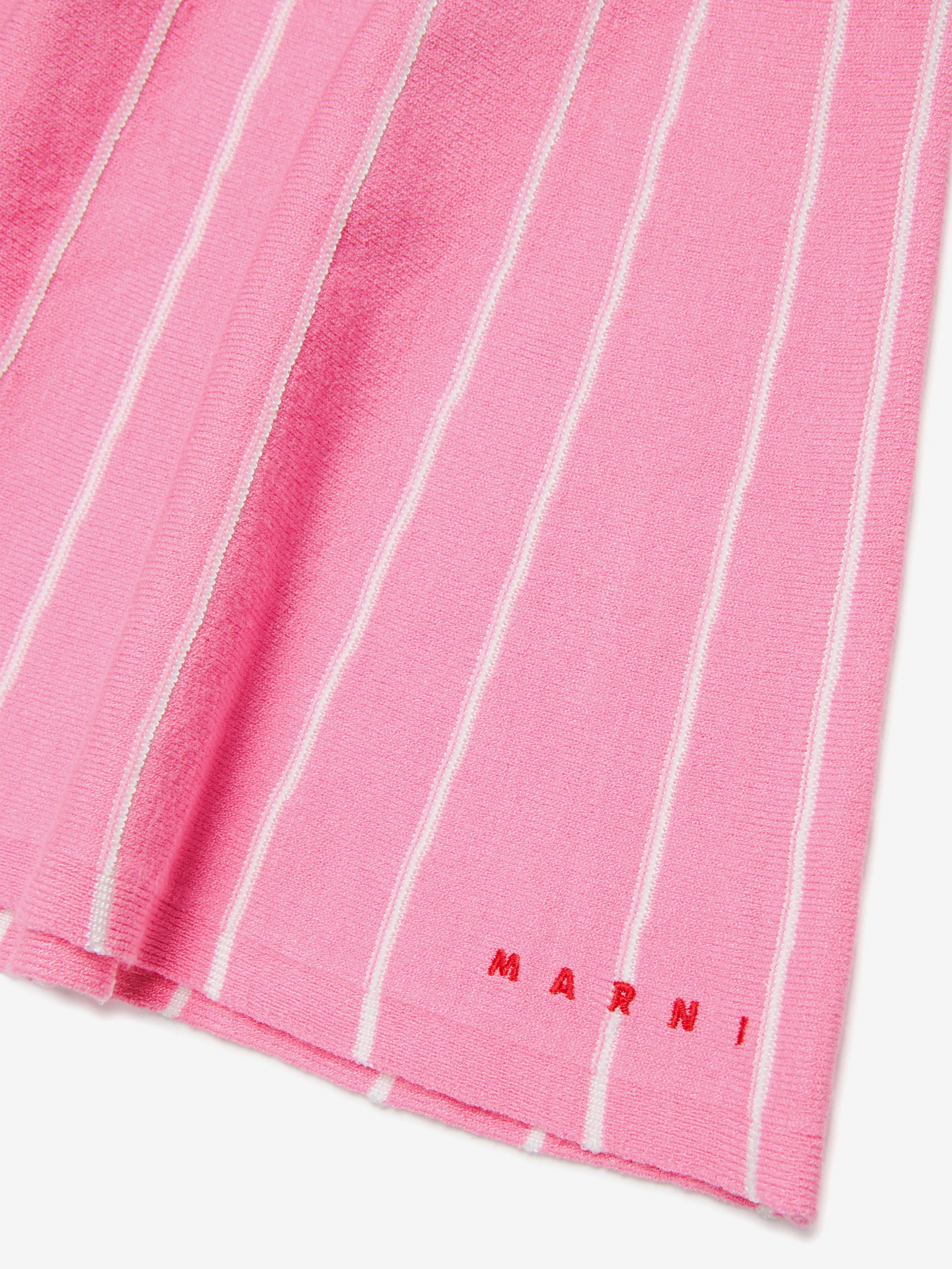 Girls Jacquard Stripe Knitted Skirt in Pink
