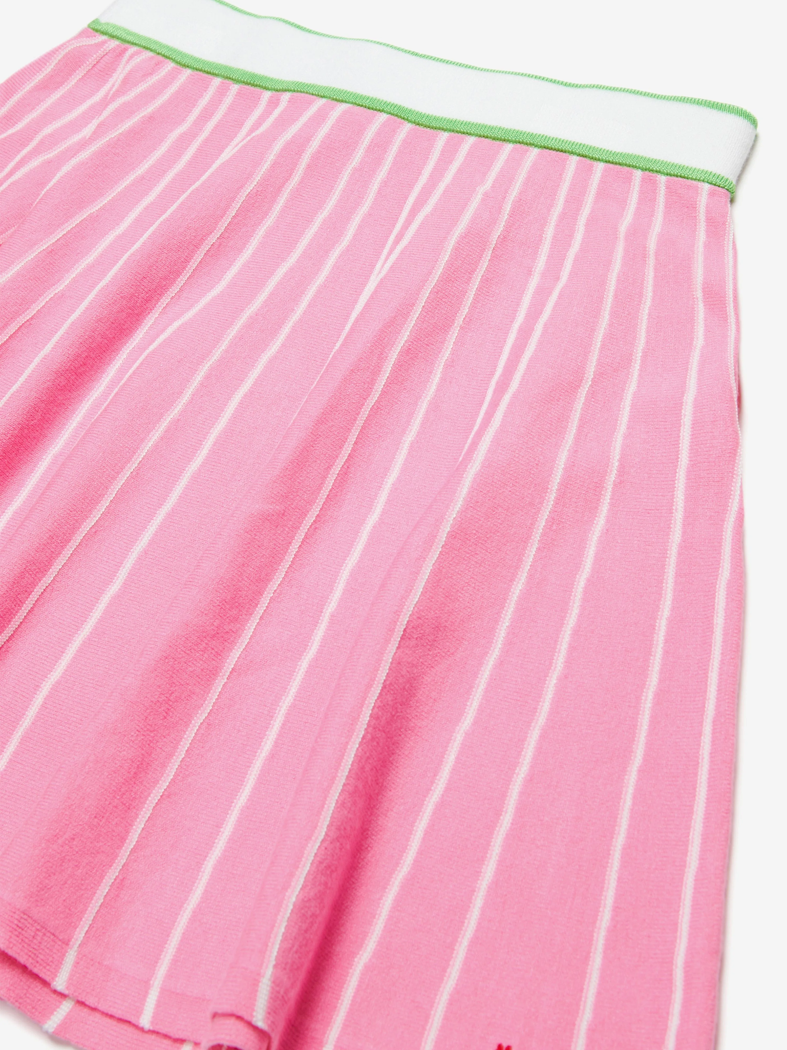Girls Jacquard Stripe Knitted Skirt in Pink