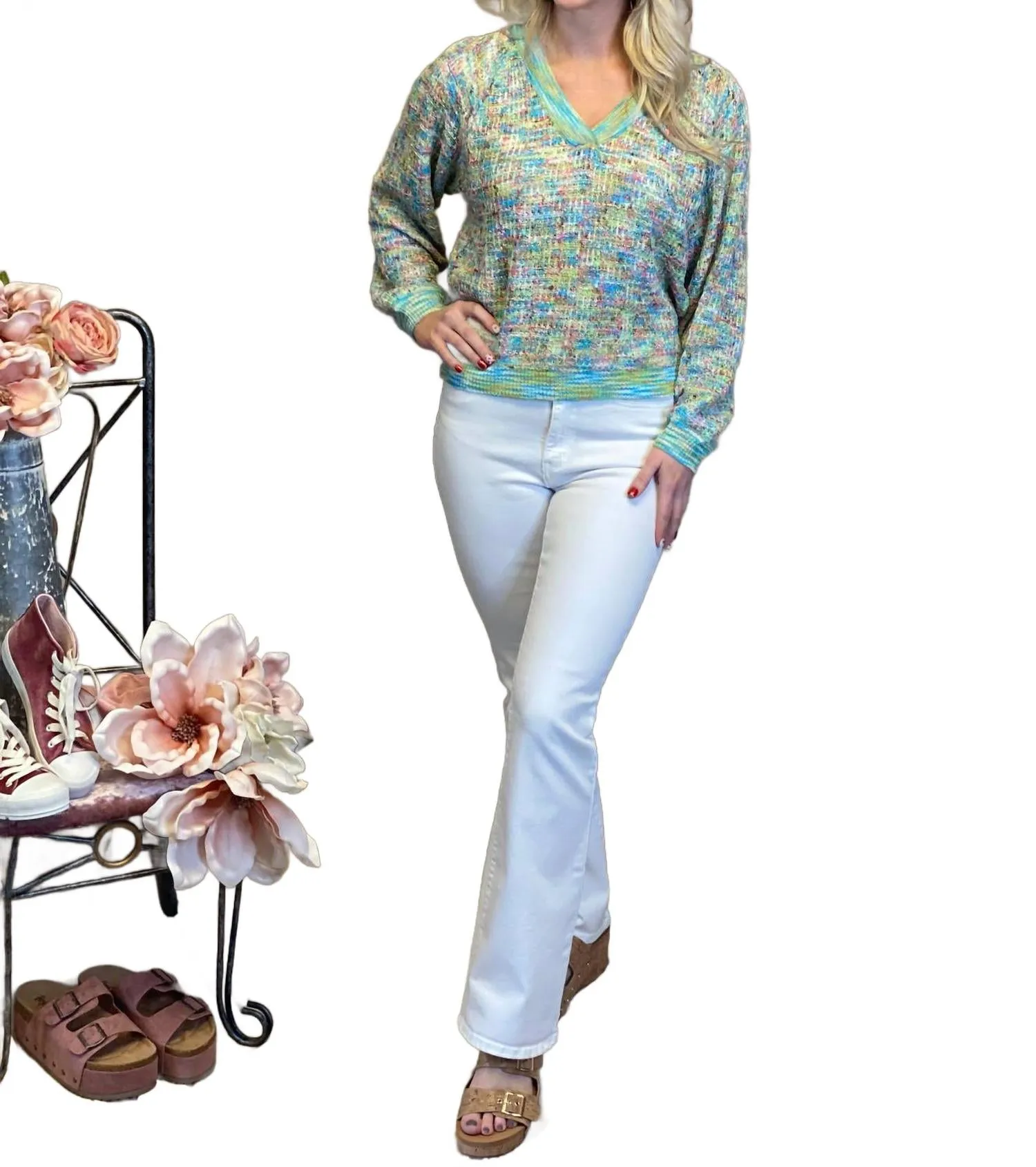 Girls Just Wanna Have Fun Sweater In Multicolor