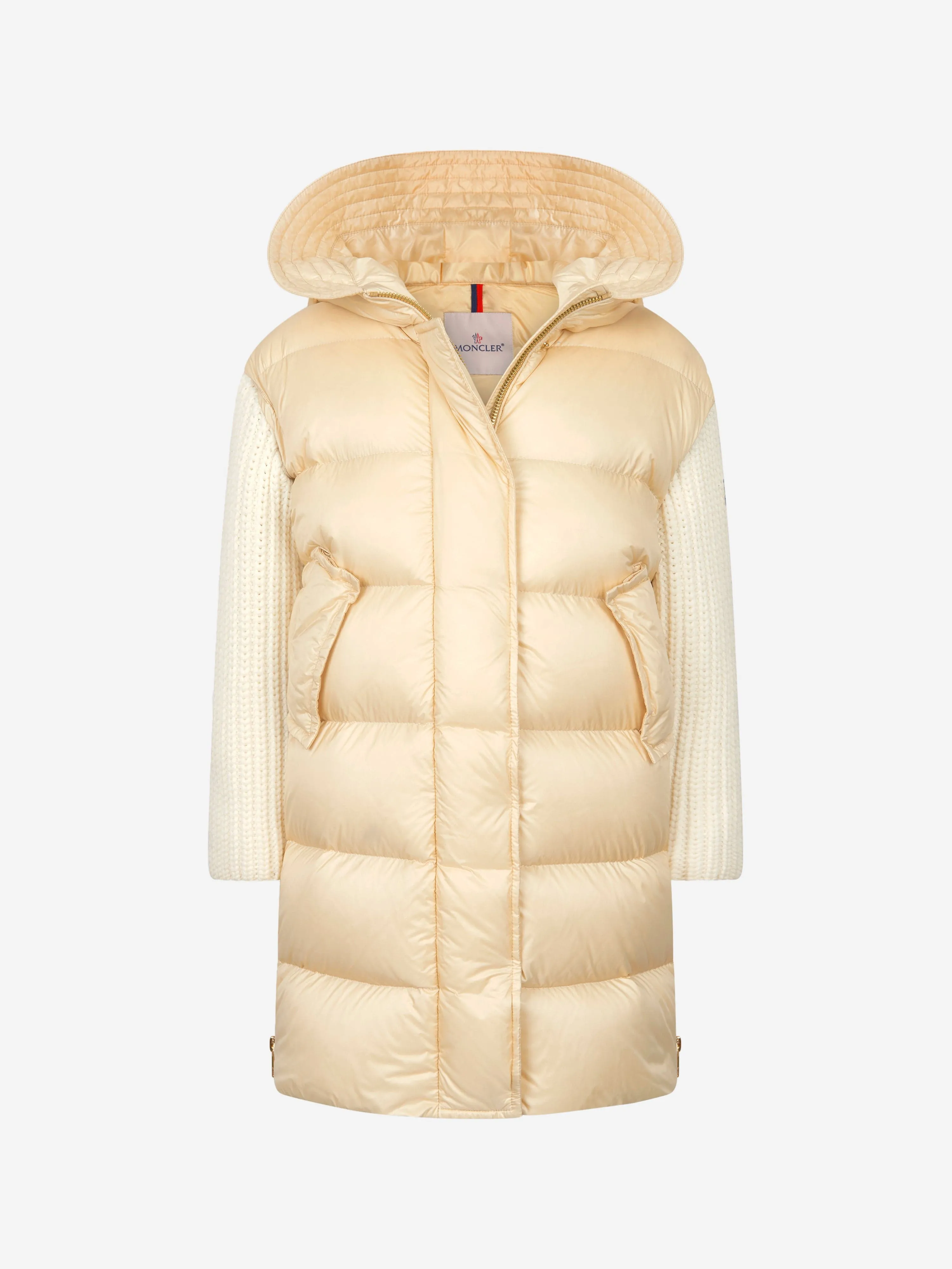 Girls Katife Long Parka in Ivory