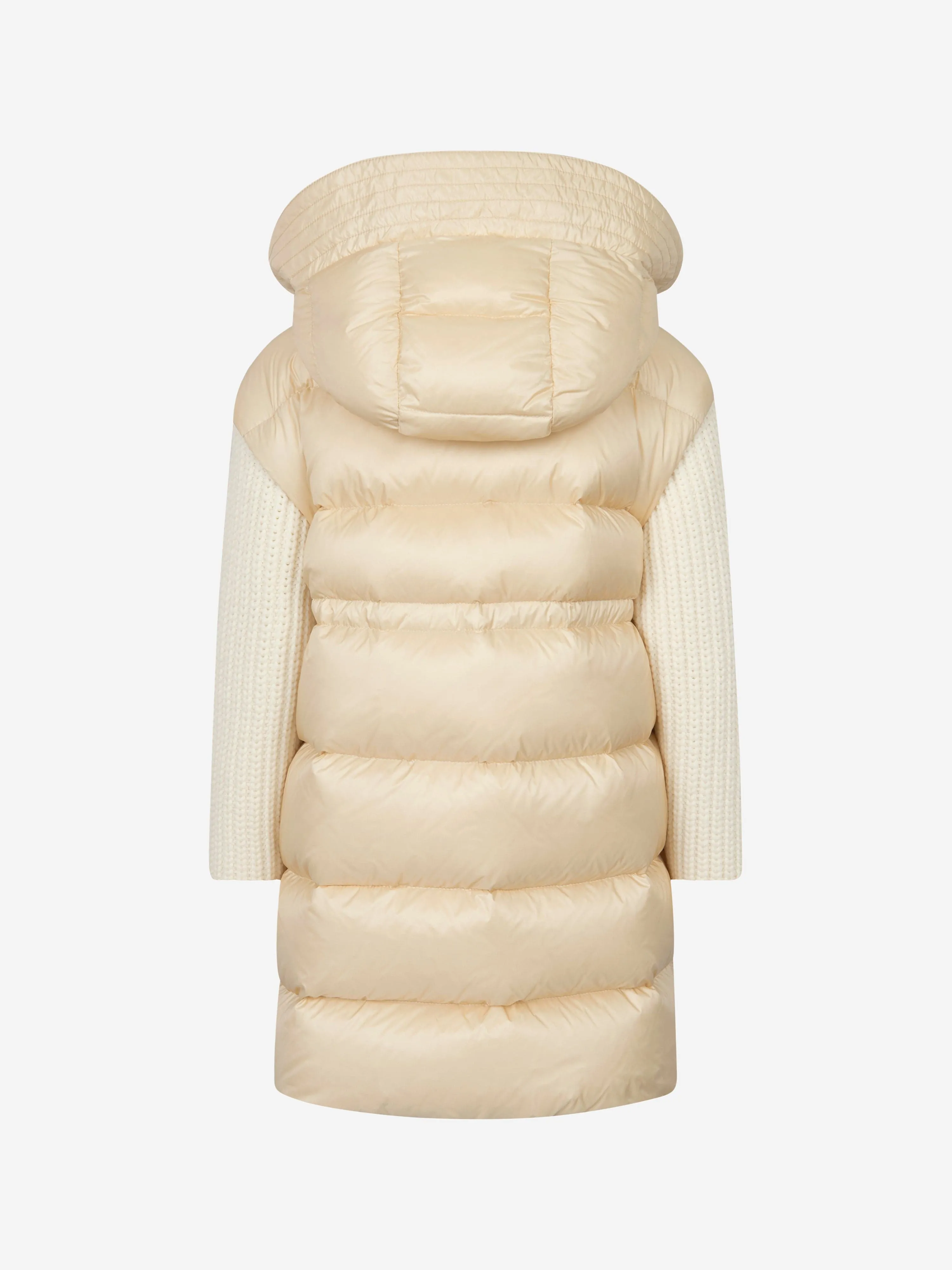 Girls Katife Long Parka in Ivory