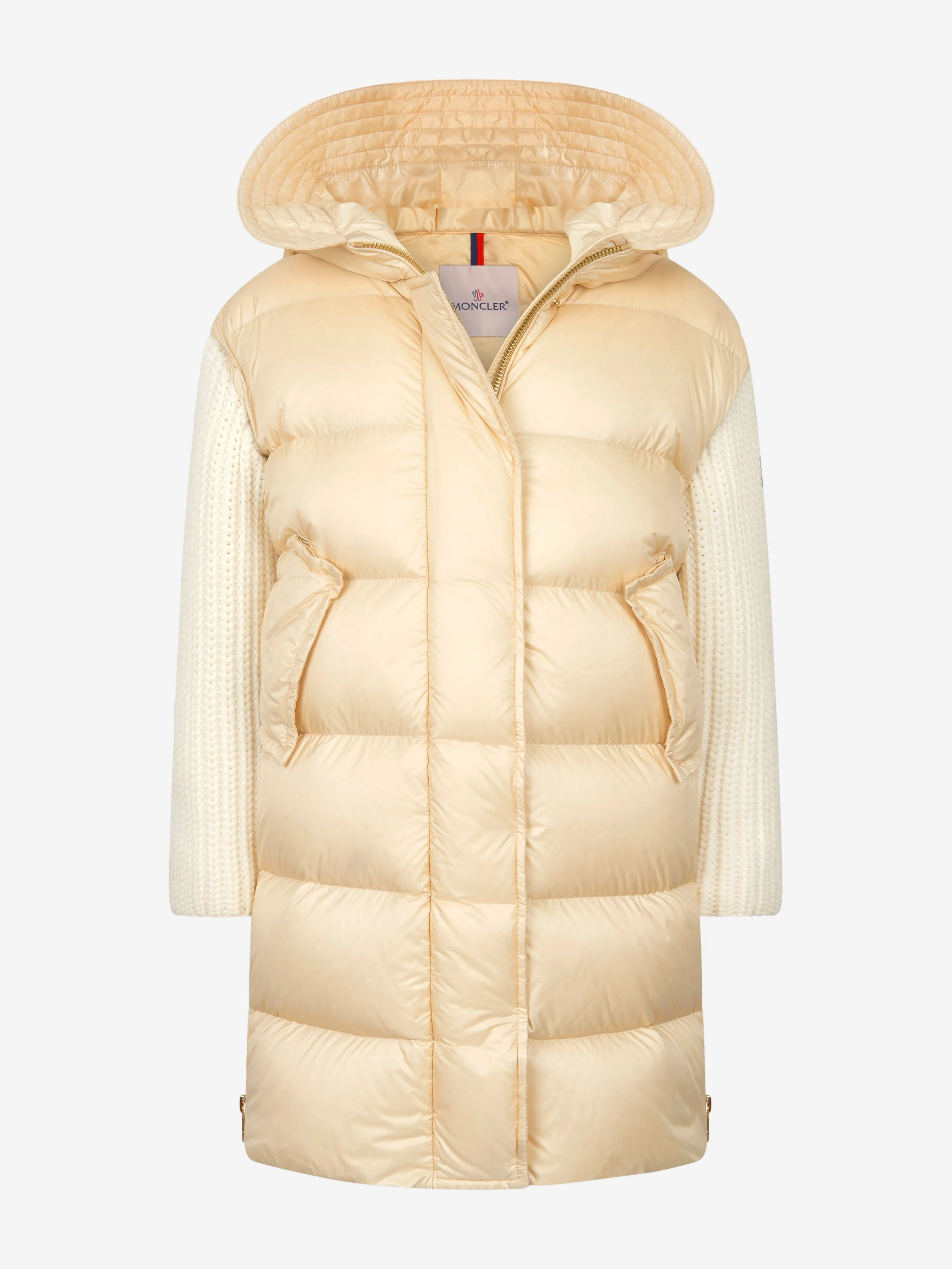 Girls Katife Long Parka in Ivory