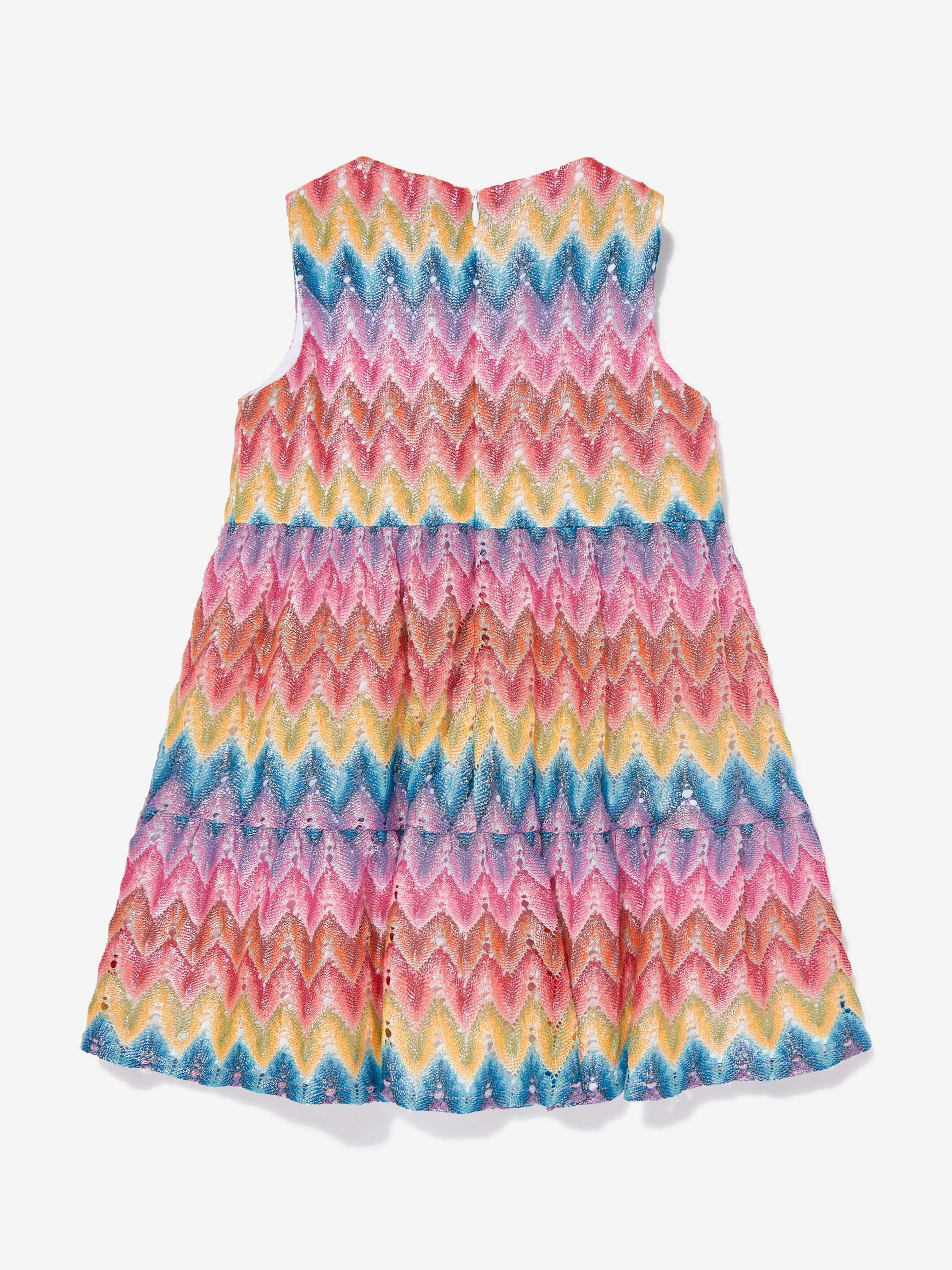 Girls Knitted Zigzag Dress in Multicolour