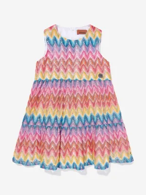 Girls Knitted Zigzag Dress in Multicolour
