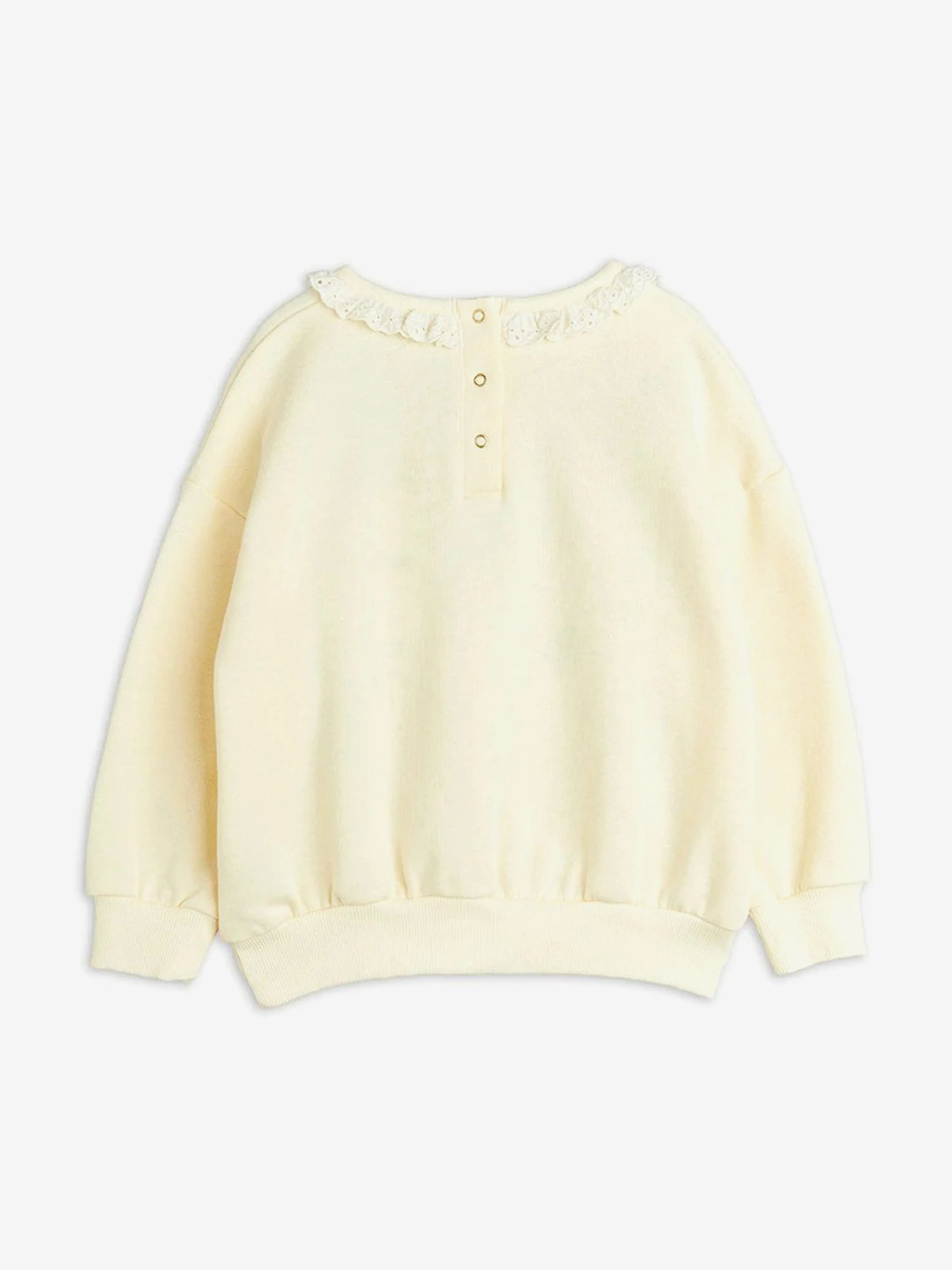 Girls Ladybugs Embroidered Lace Sweatshirt in Ivory