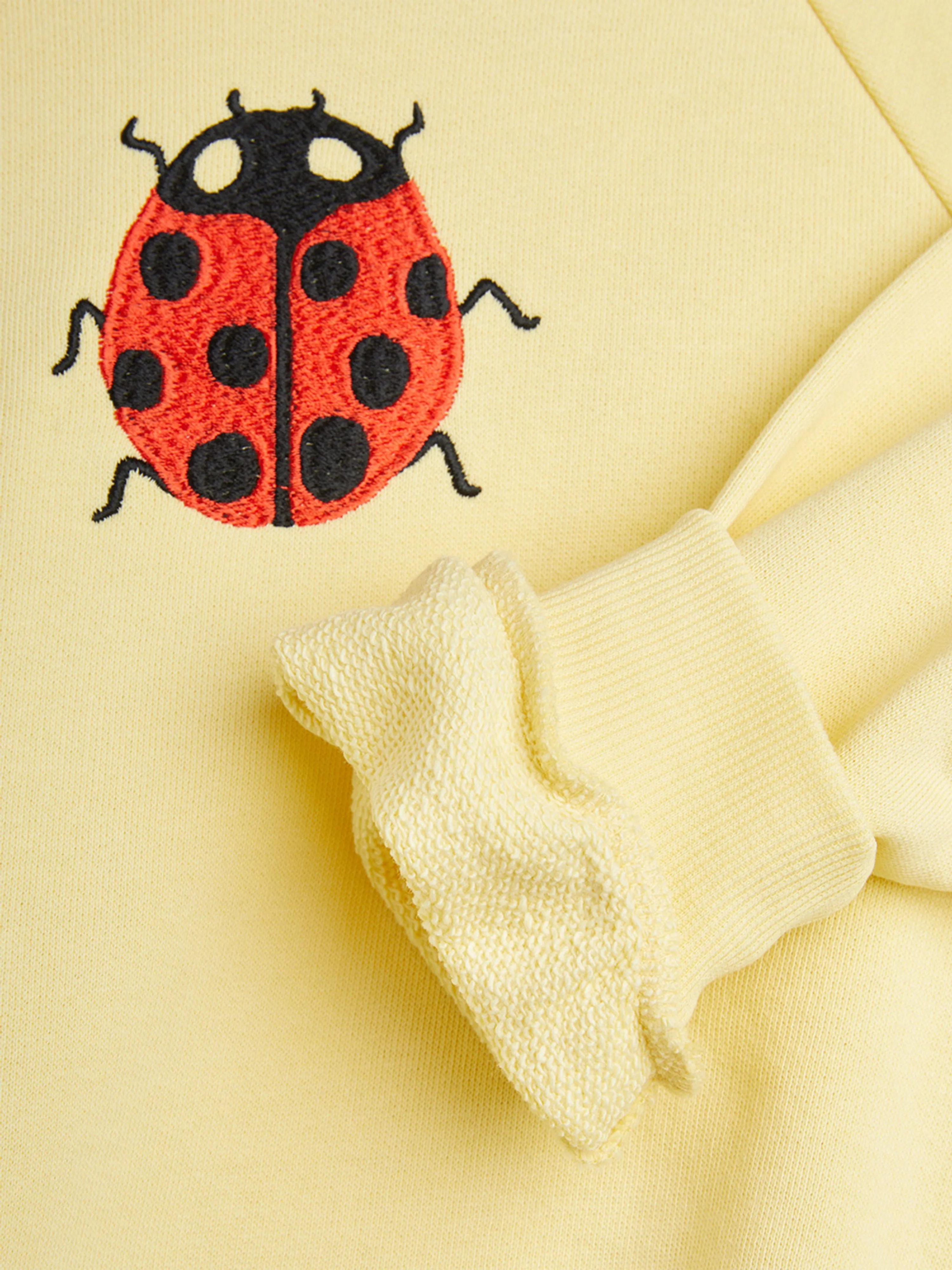 Girls Ladybugs Embroidered Sweatshirt in Yellow