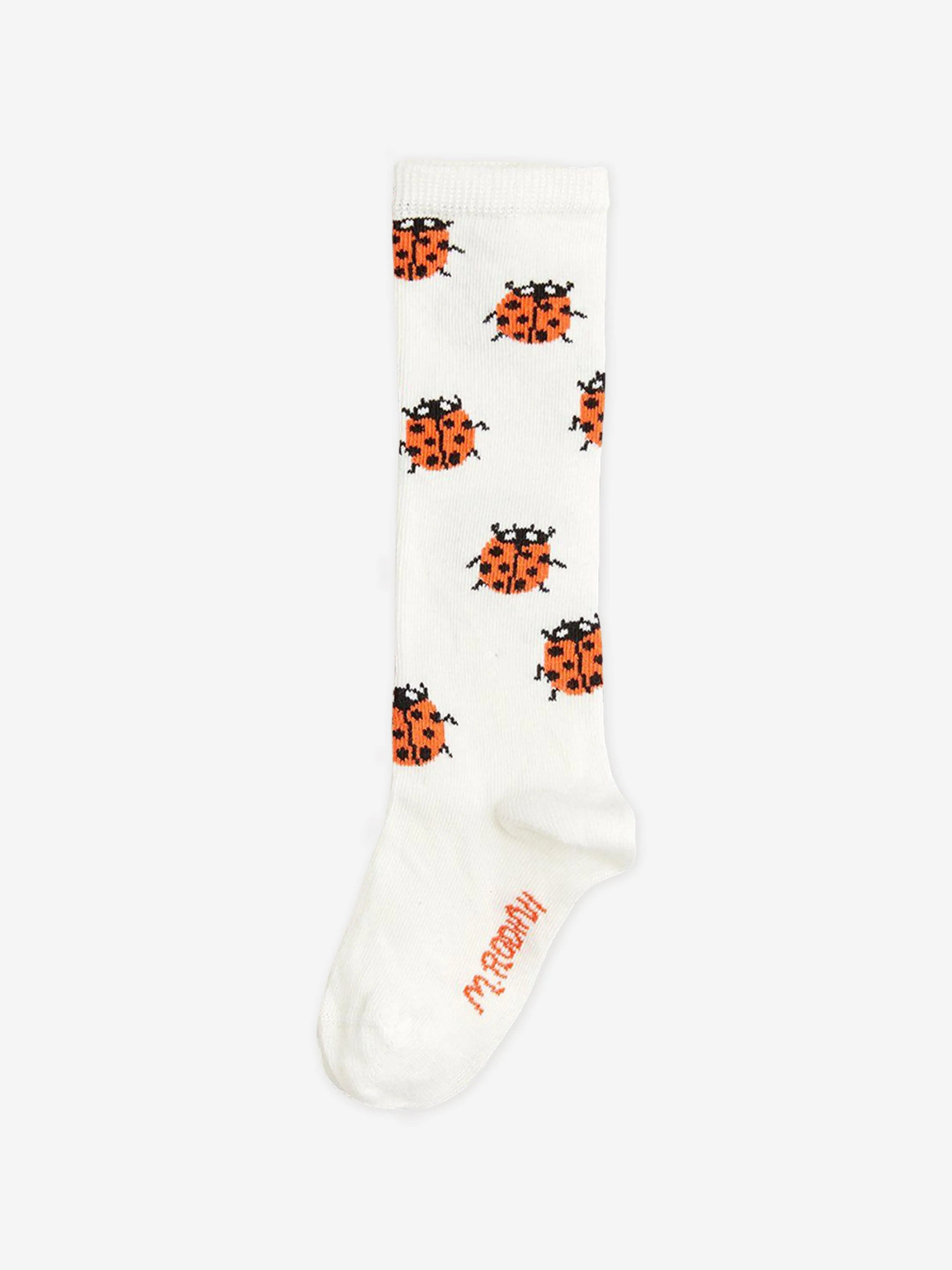 Girls Ladybugs Knee-High Socks in White
