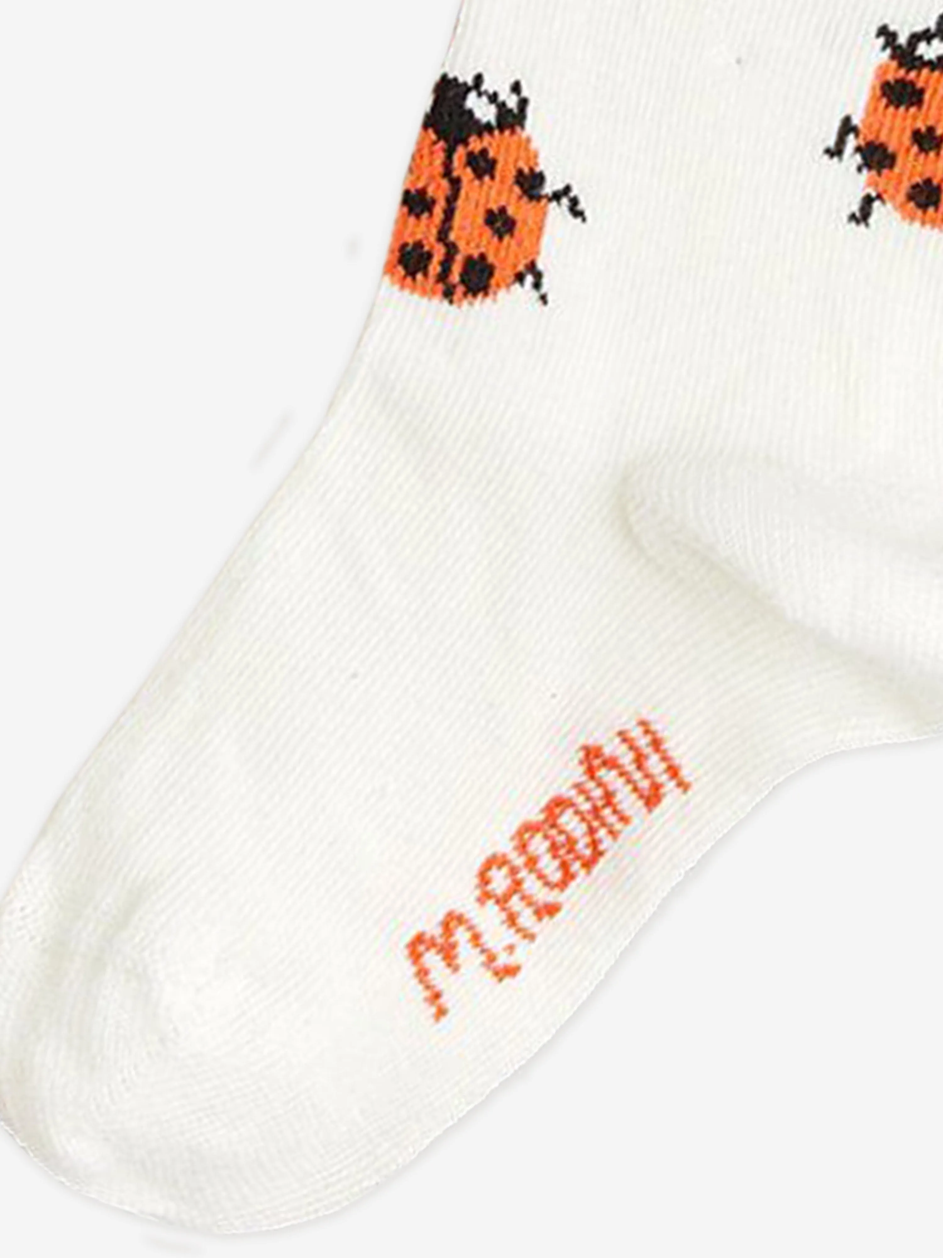 Girls Ladybugs Knee-High Socks in White