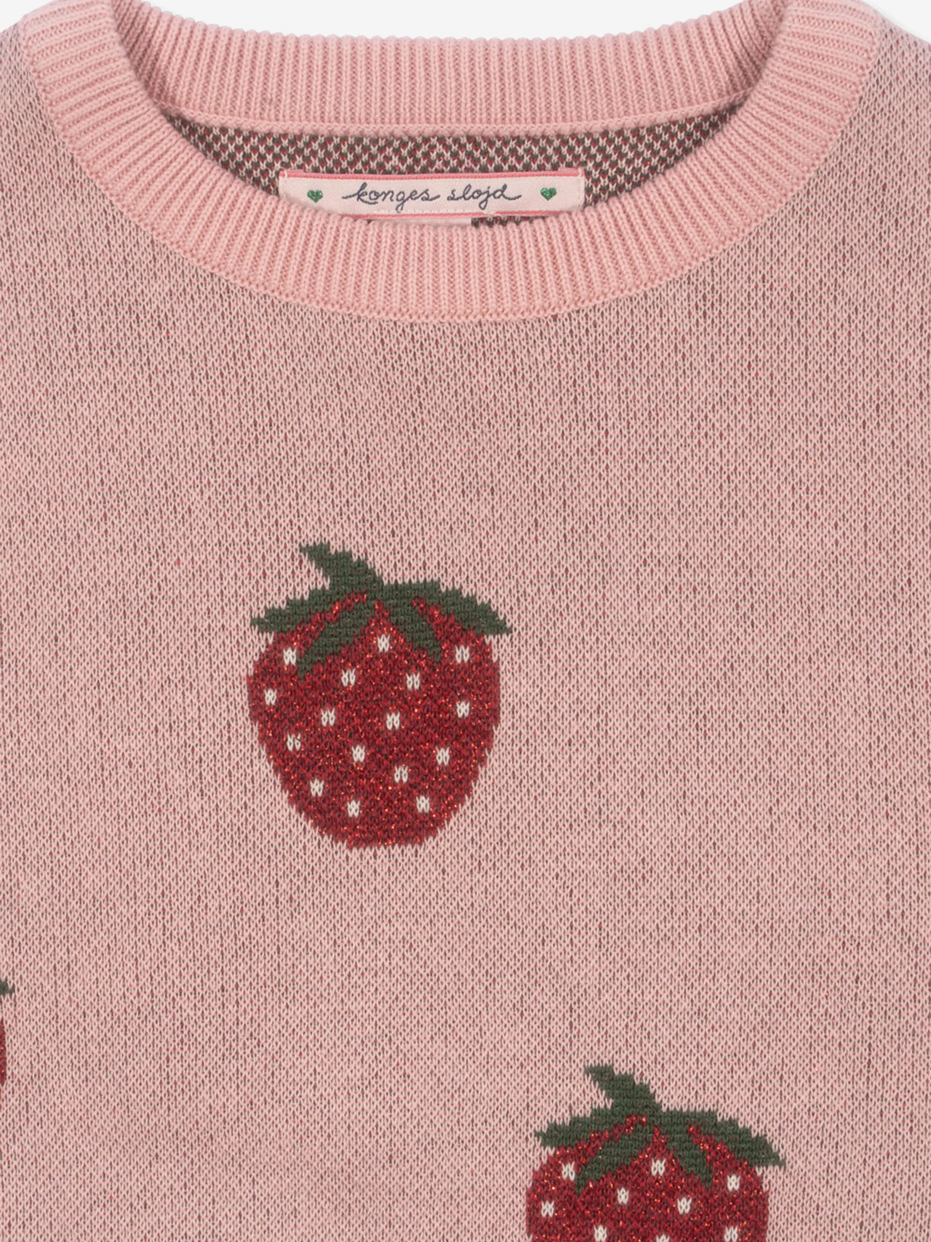 Girls Lapis Strawberry Knit Jumper in Pink