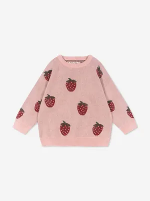 Girls Lapis Strawberry Knit Jumper in Pink