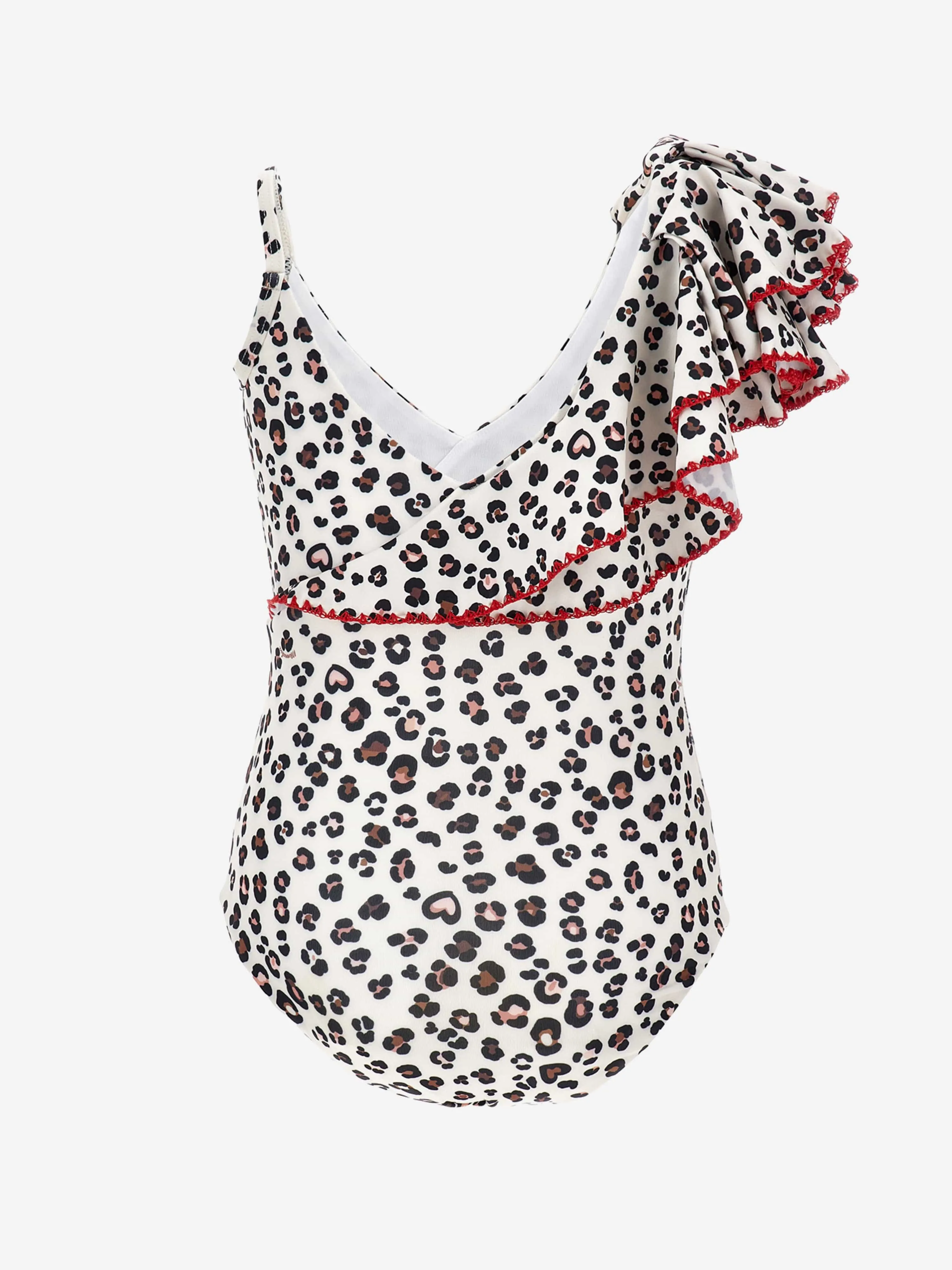 Girls Leopard Print Swimsuit in Beige
