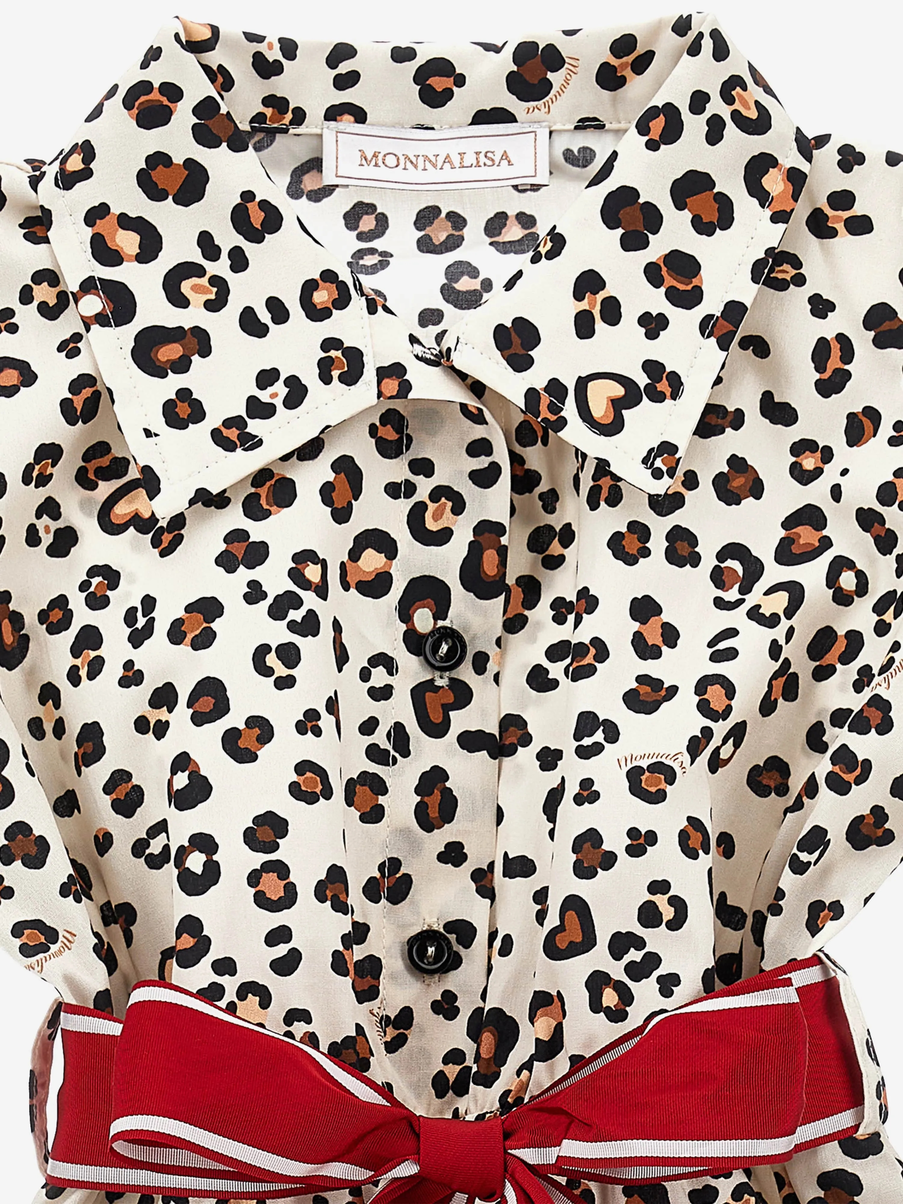 Girls Leopard Shirt Dress in Beige