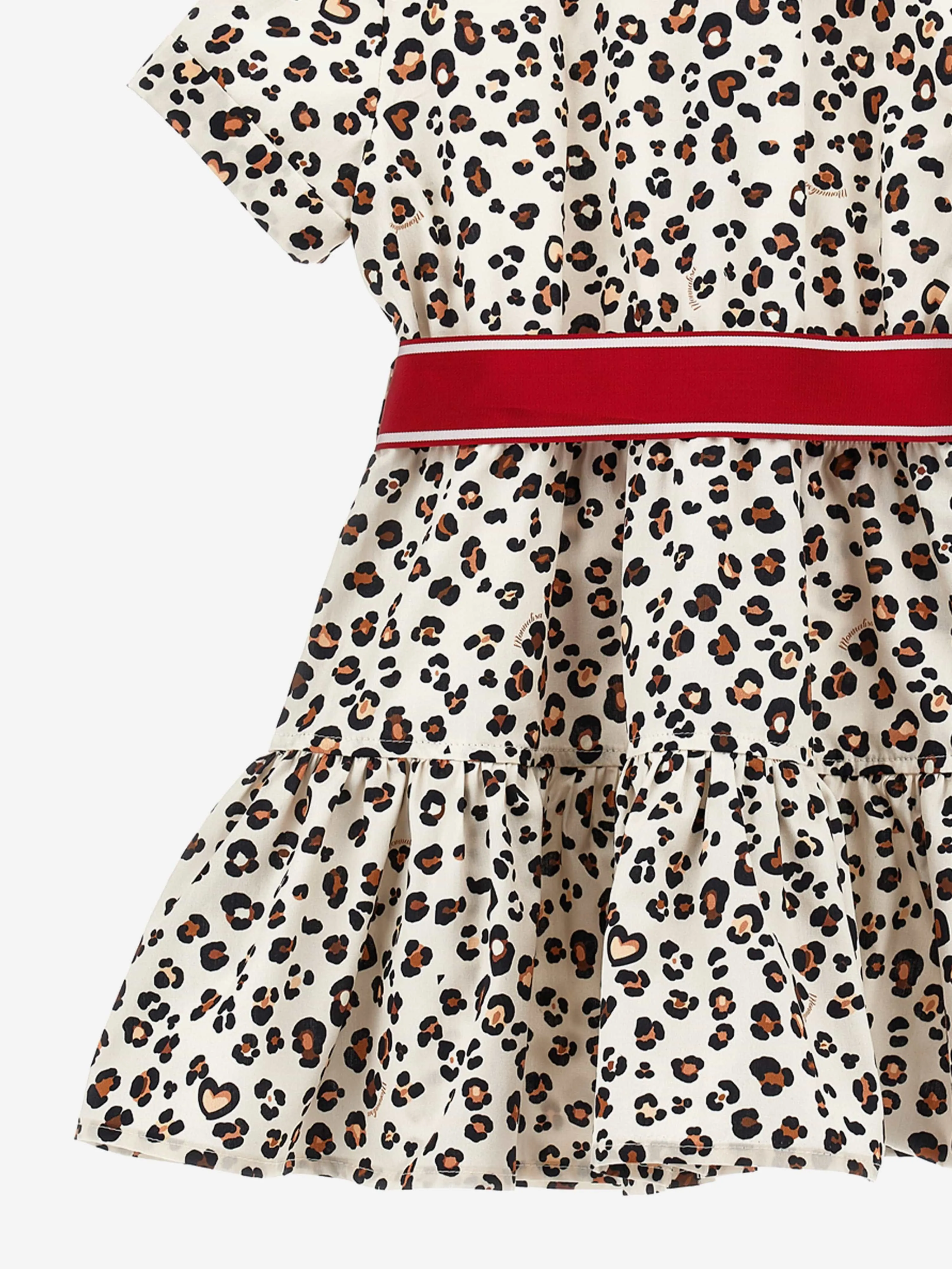 Girls Leopard Shirt Dress in Beige