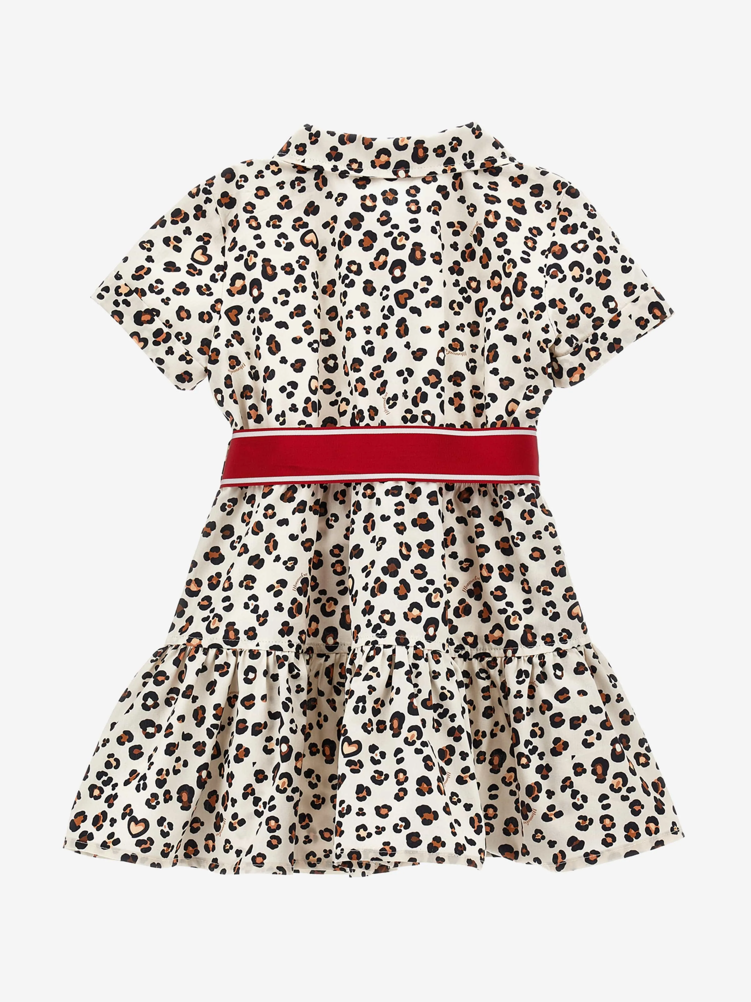Girls Leopard Shirt Dress in Beige
