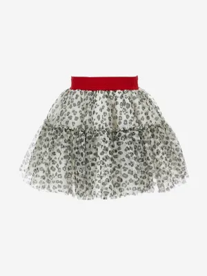 Girls Leopard Tulle Tutu in Beige