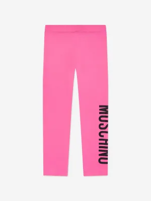 Girls Logo Print Leggings in Pink