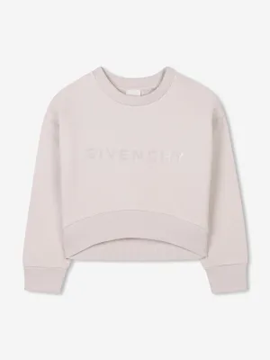 Girls Logo Print Sweatshirt in Beige