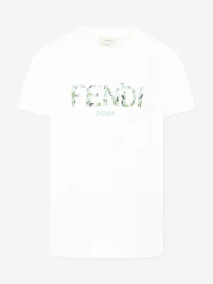 Girls Logo Print T-Shirt in White
