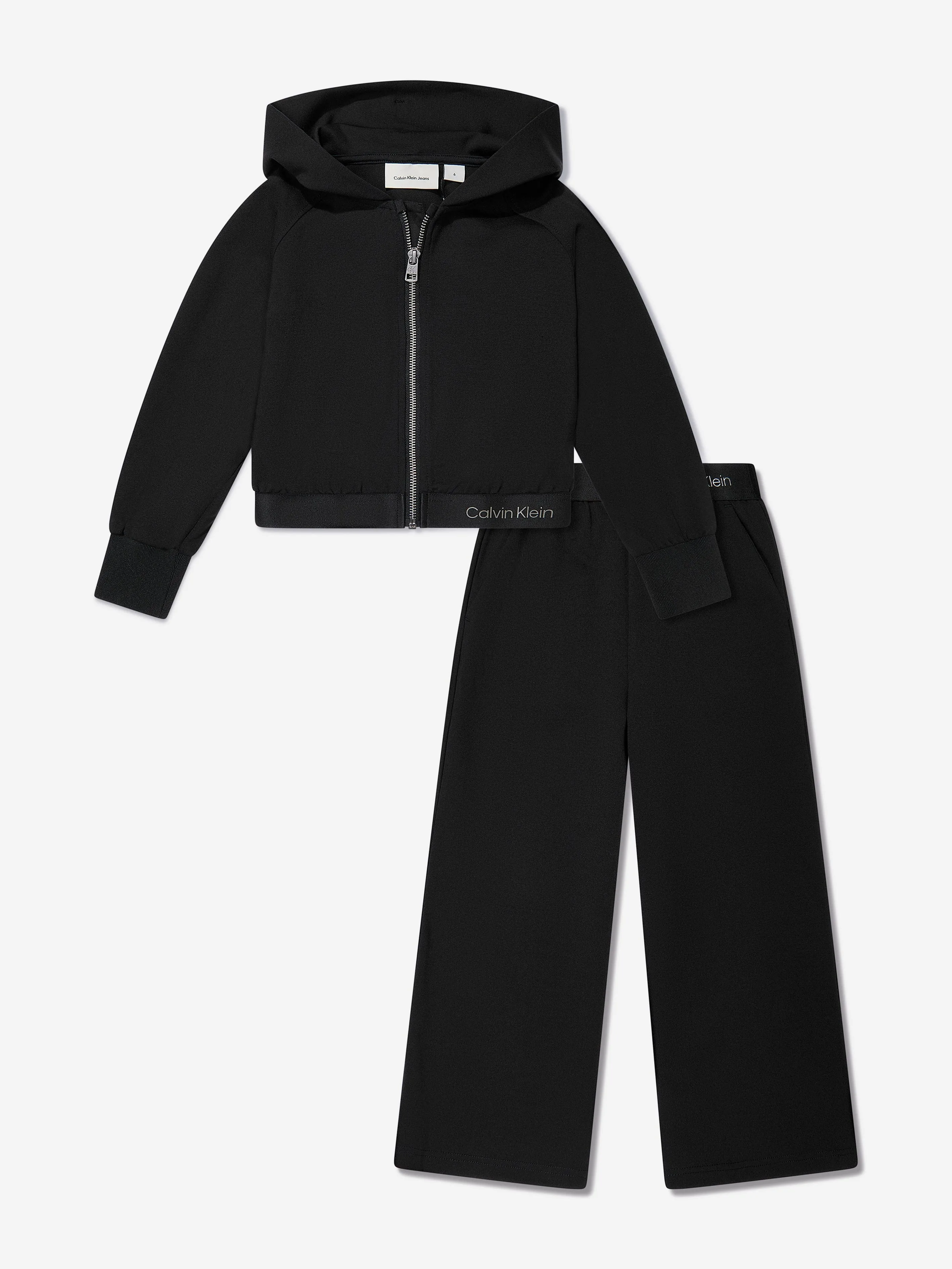 Girls Logo Tape Punto Tracksuit in Black
