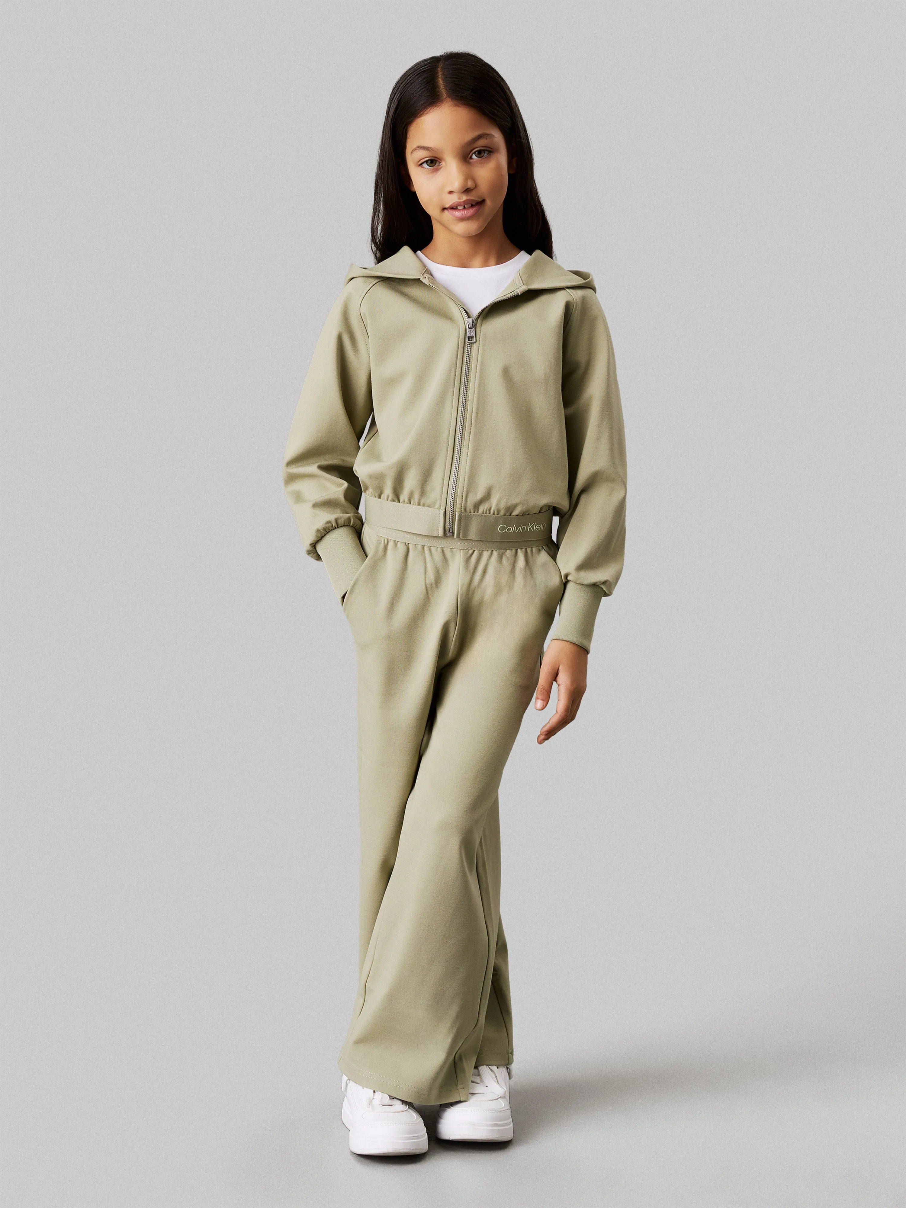 Girls Logo Tape Punto Tracksuit in Green