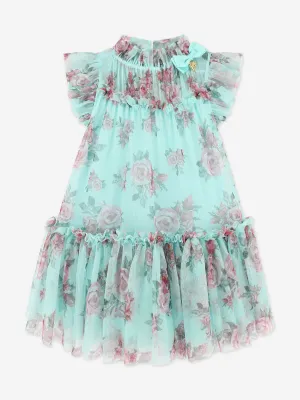 Girls Marigold Roses Dress in Blue