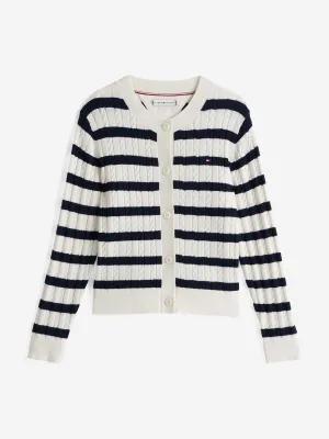 Girls Mini Cable Knit Cardigan in Multicolour