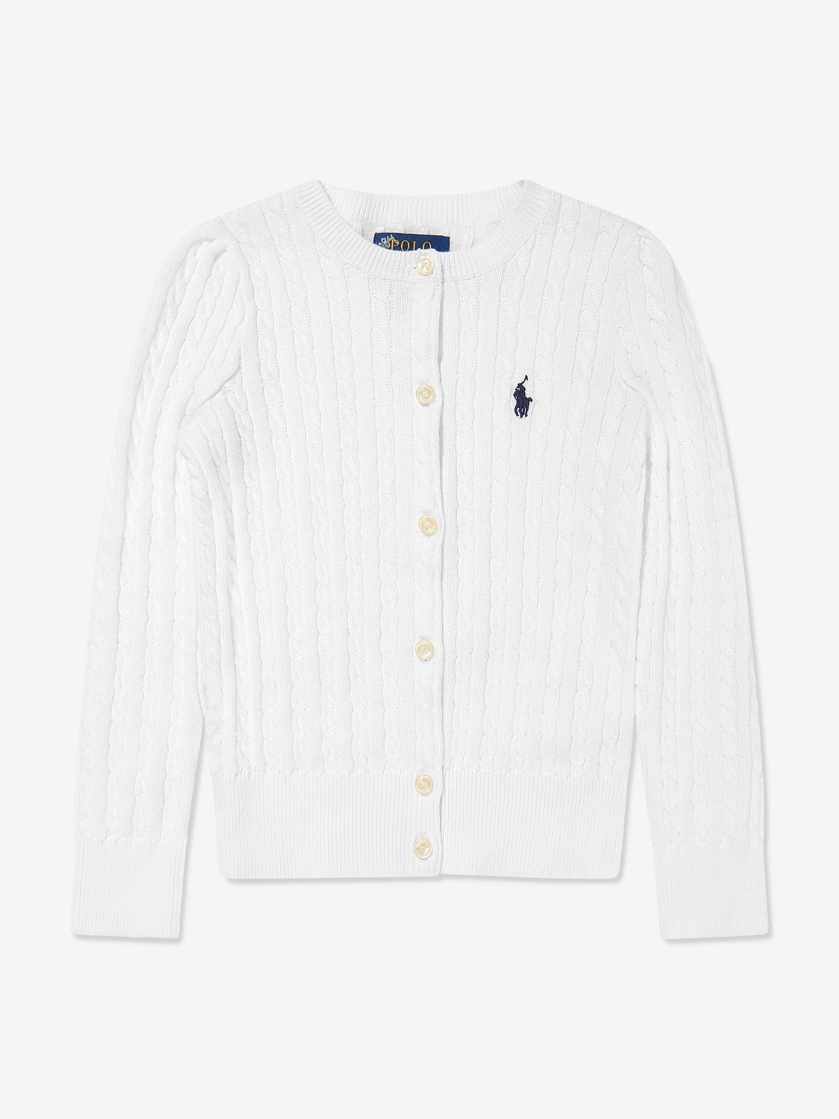 Girls Mini Cable Knit Cardigan in White