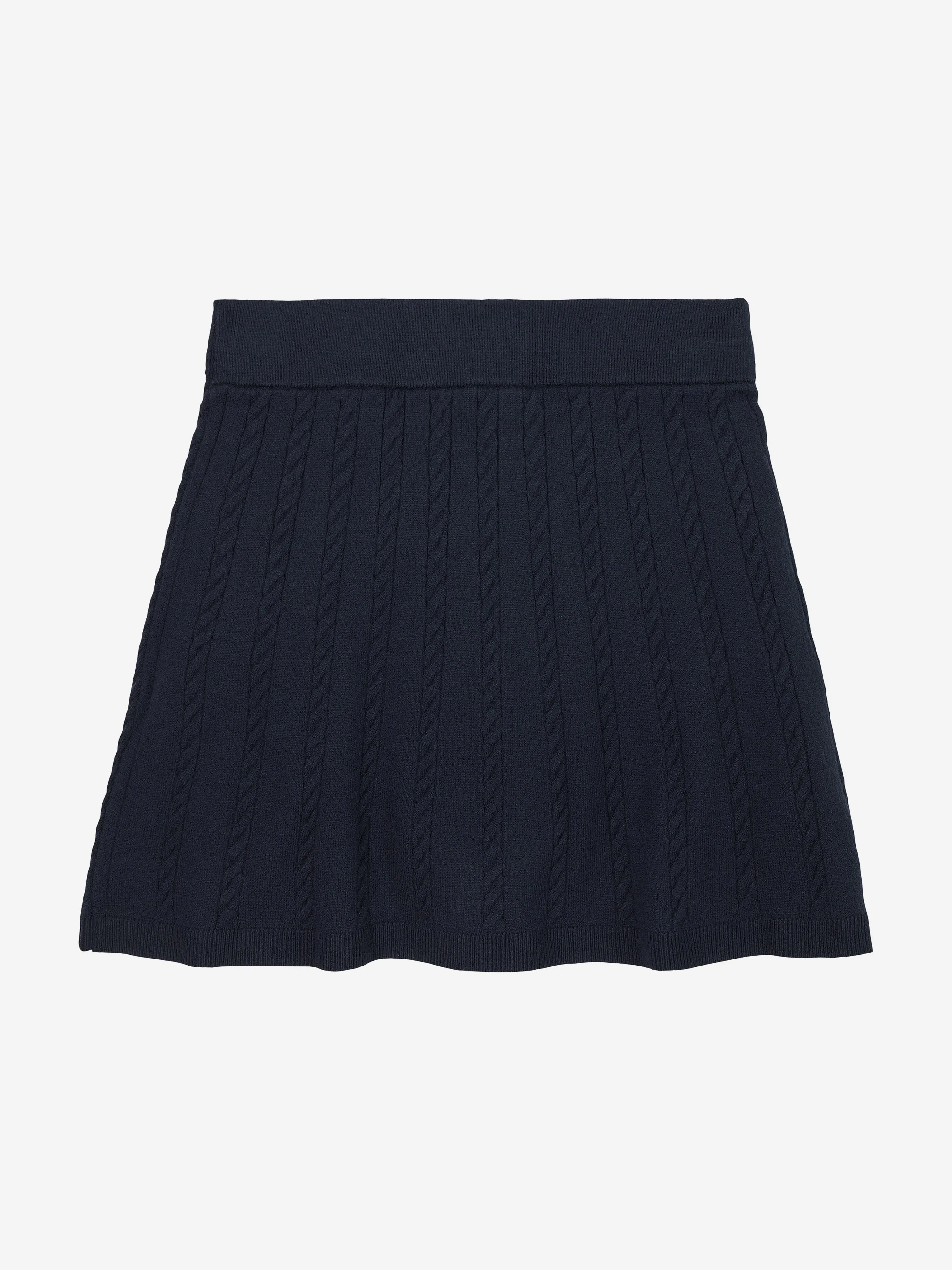 Girls Mini Cable Knit Skirt in Navy