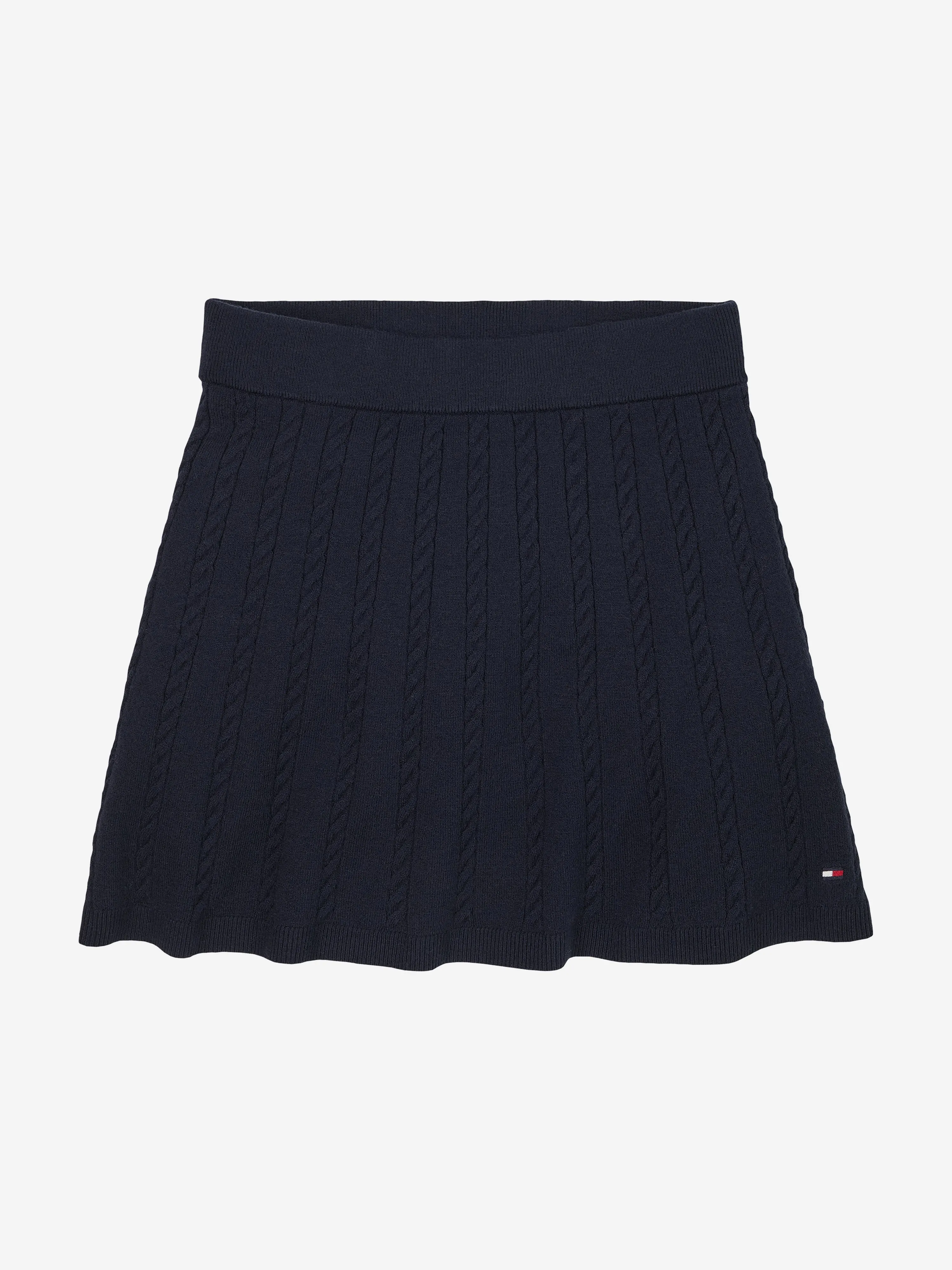 Girls Mini Cable Knit Skirt in Navy
