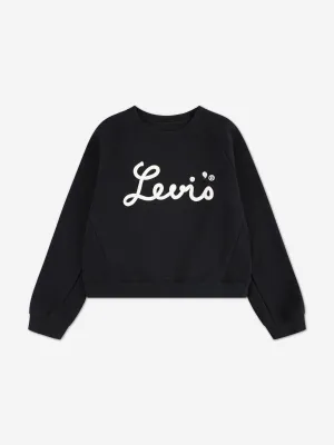 Girls Mixed Textures Sweatshirt in Black