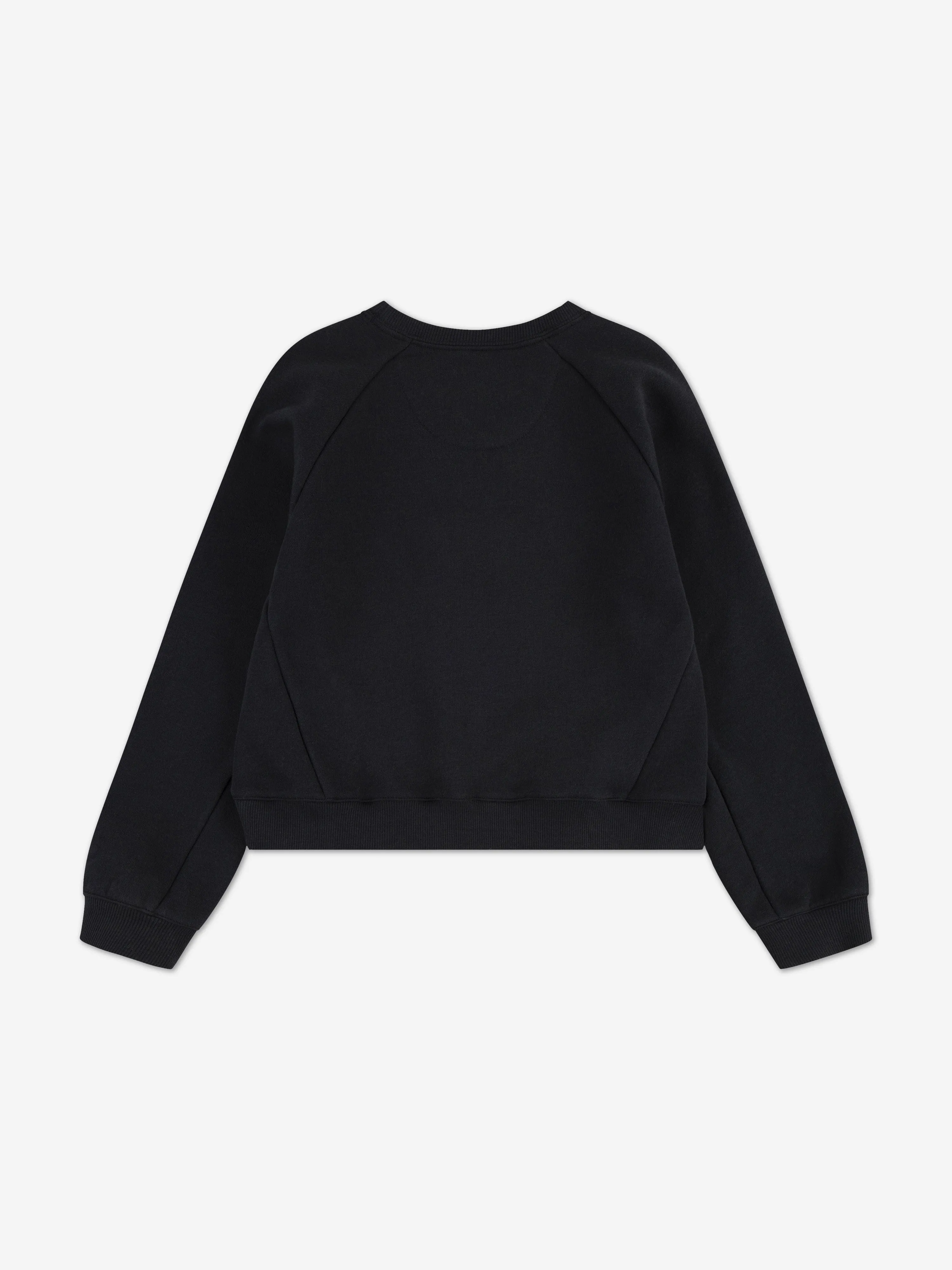Girls Mixed Textures Sweatshirt in Black