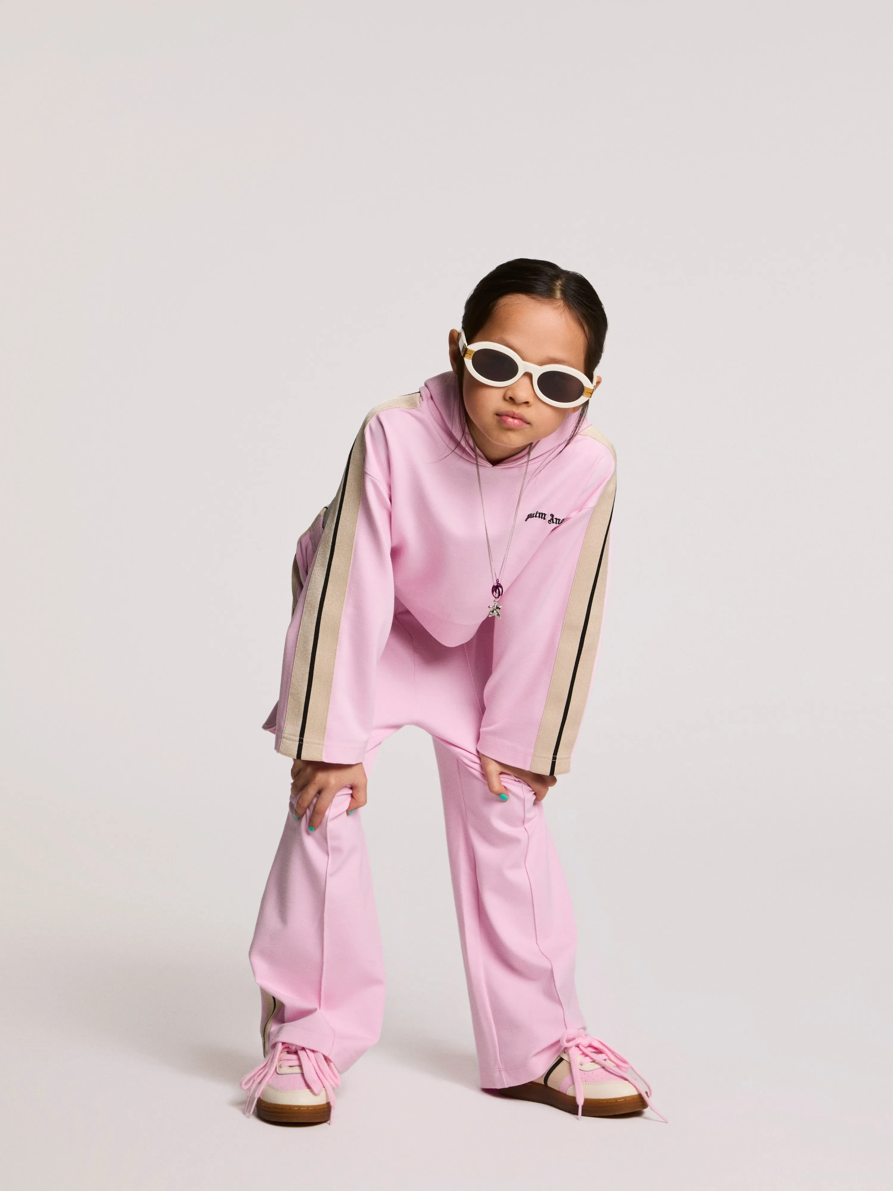 Girls New Track Cropped Hoodie in Pink