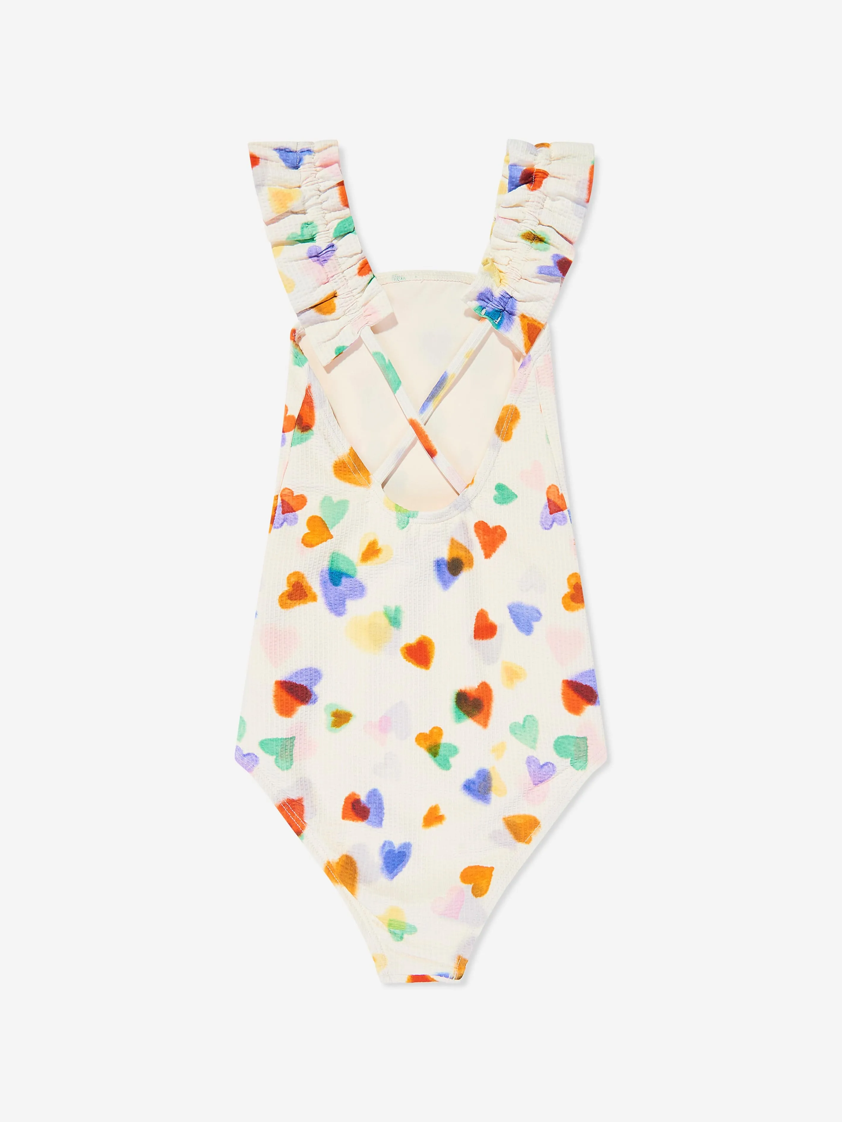 Girls Nitika Rainbow Hearts Swimsuit in Ivory (UPF50 )