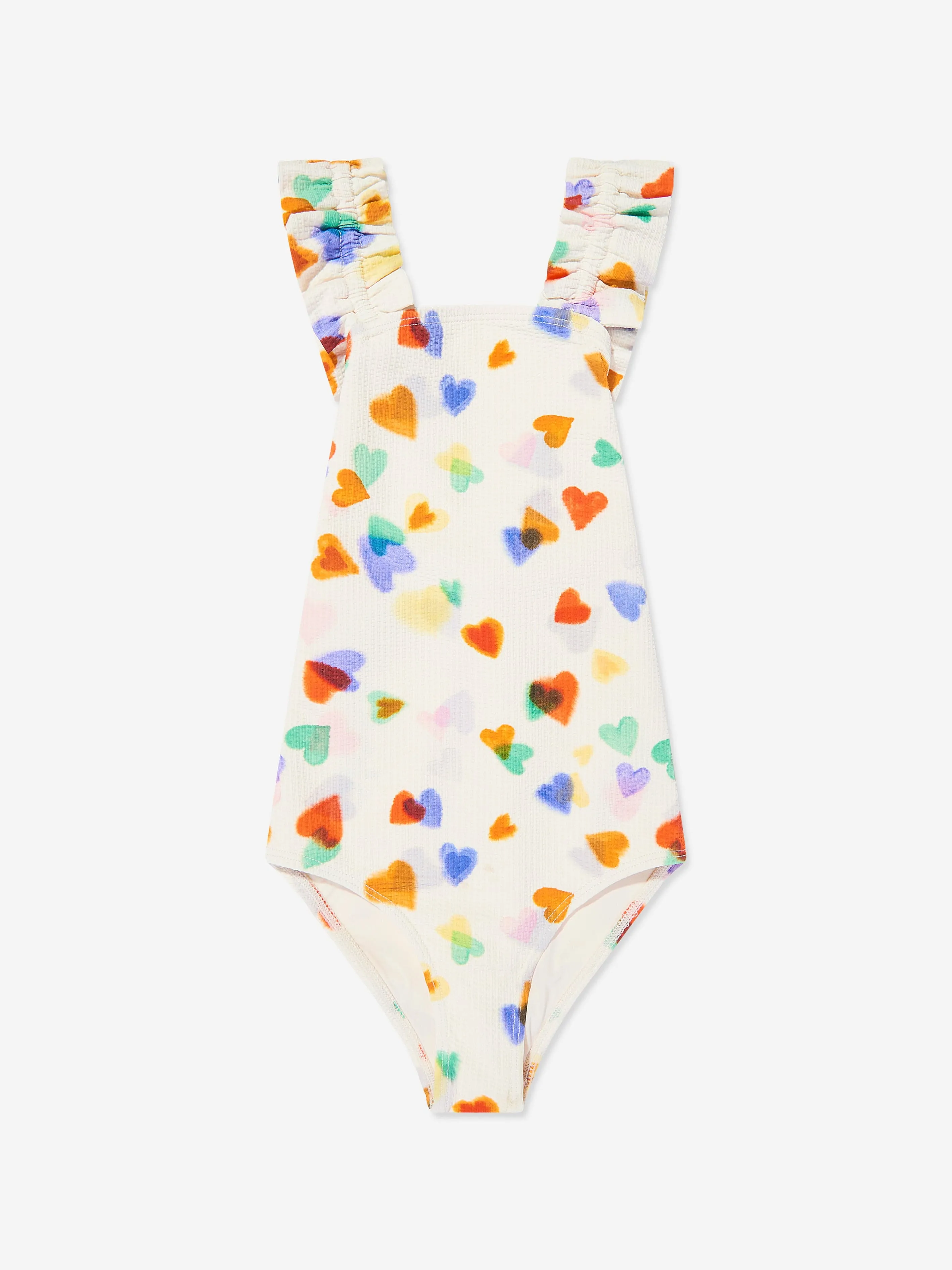 Girls Nitika Rainbow Hearts Swimsuit in Ivory (UPF50 )