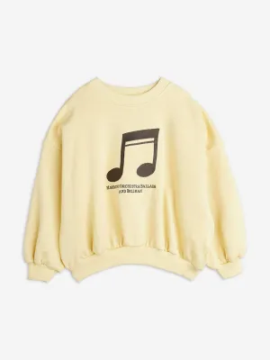 Girls Note Embroidered Sweatshirt in Yellow
