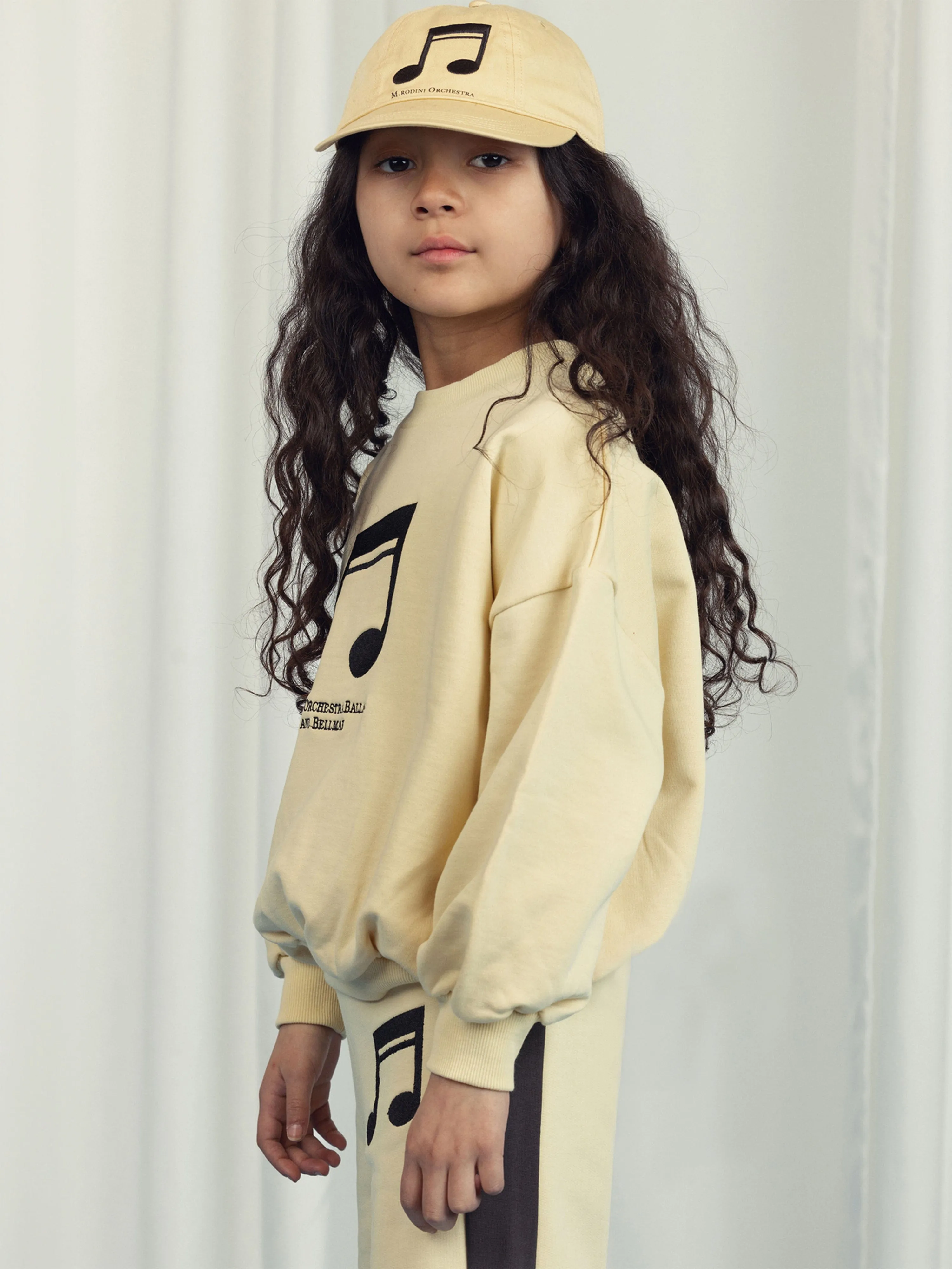 Girls Note Embroidered Sweatshirt in Yellow