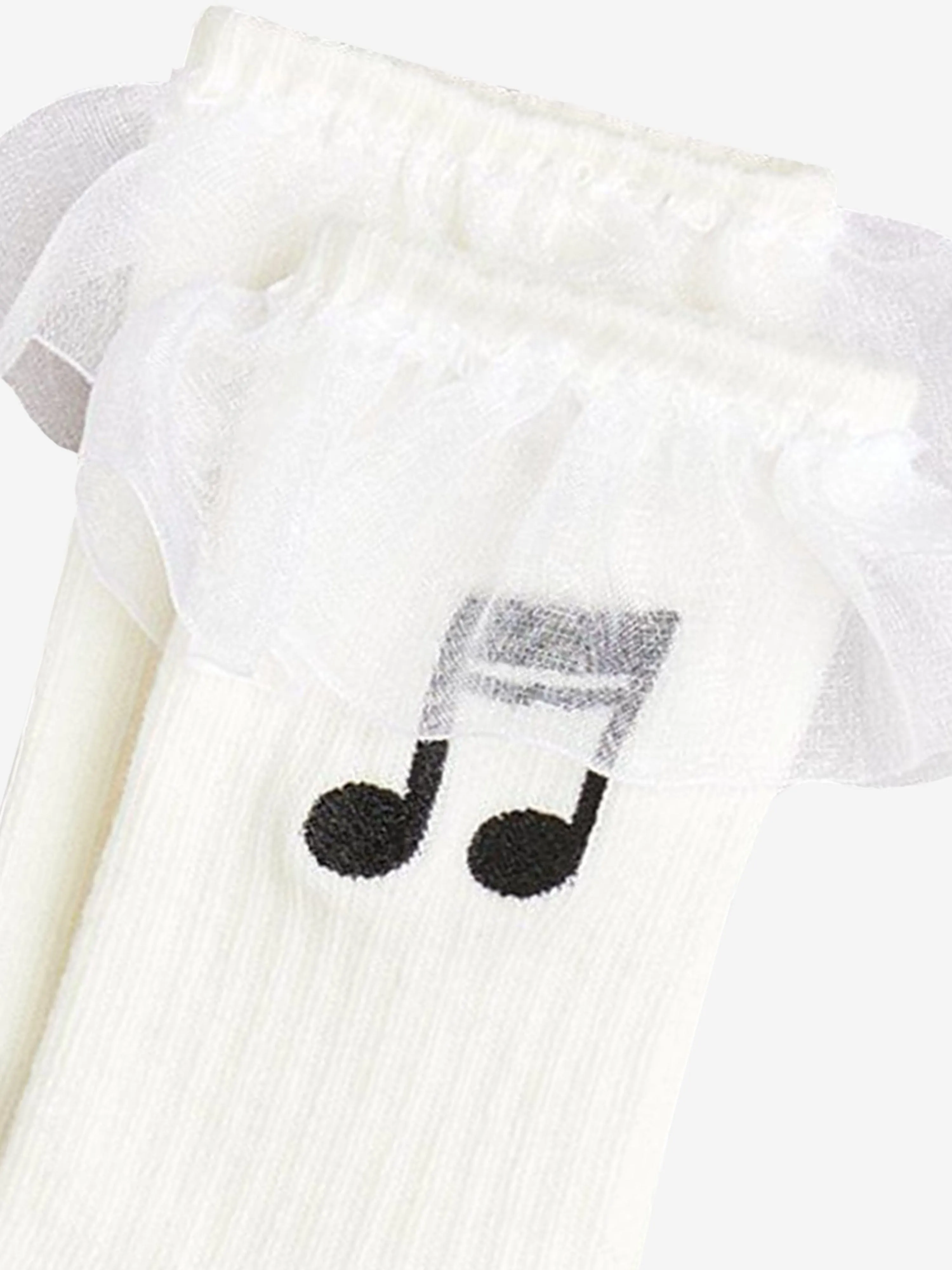 Girls Note Frill Socks in White