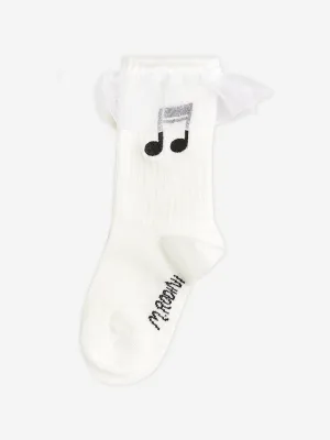 Girls Note Frill Socks in White