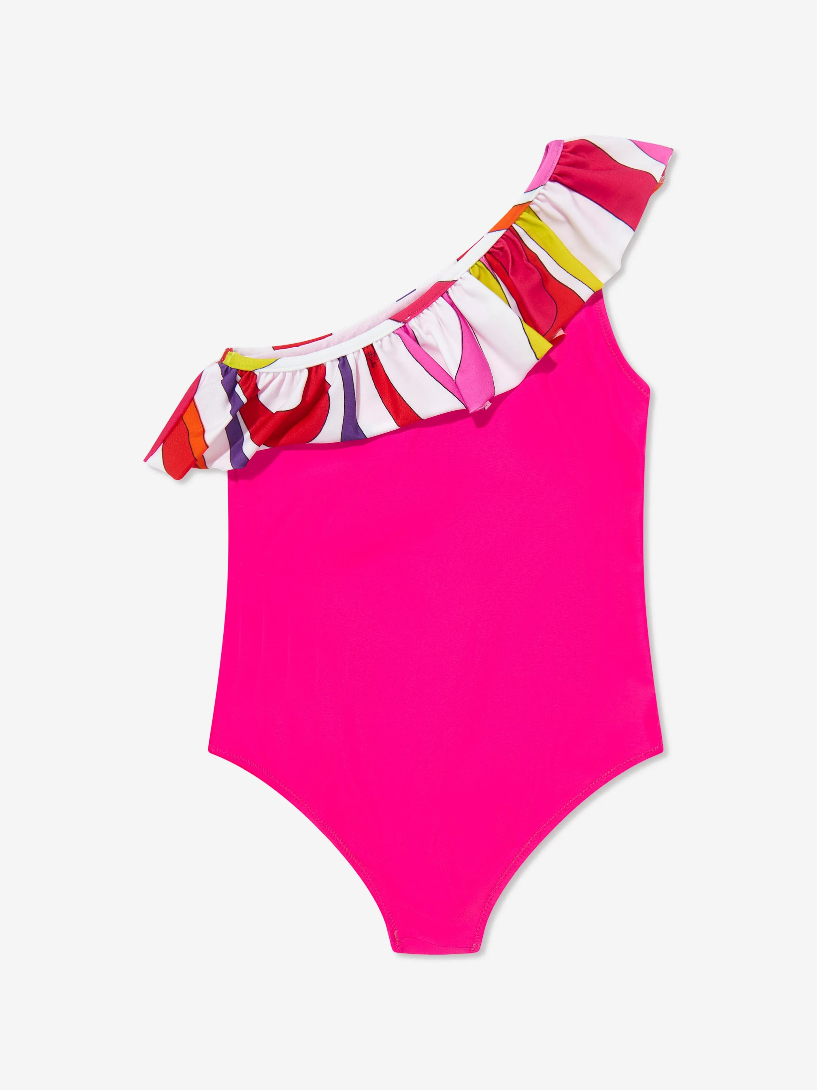 Girls One Shoulder Swimsuit in Pink