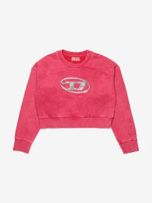 Girls Oval D Logo Sweatshirt in Pink